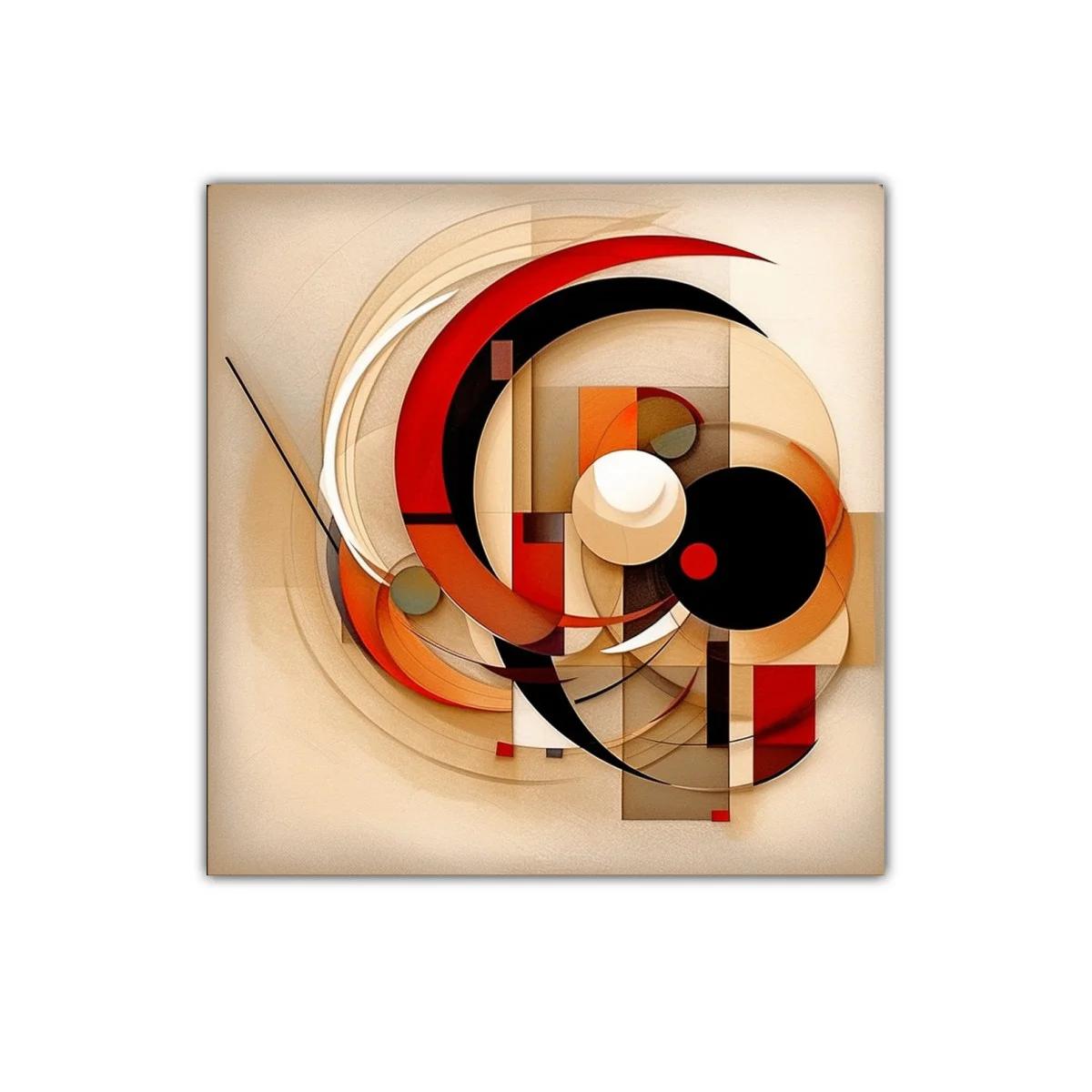Composición abstracta en tonos cálidos y rojos vibrantes