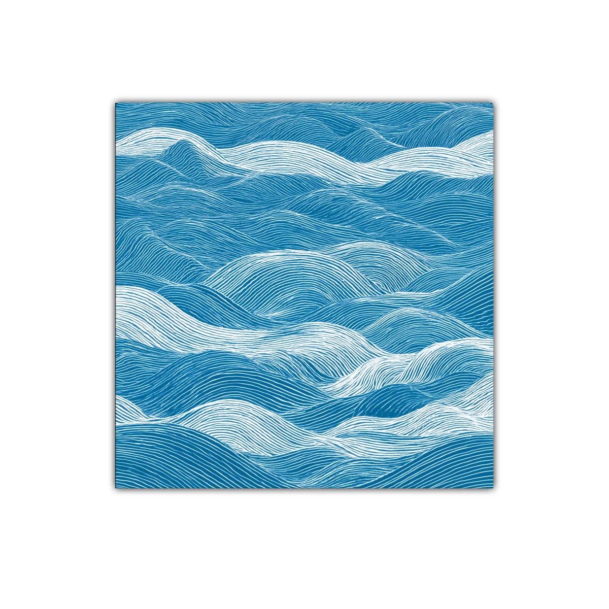 Cuadro Abstracto con Ondas en Tonos Azul y Blanco