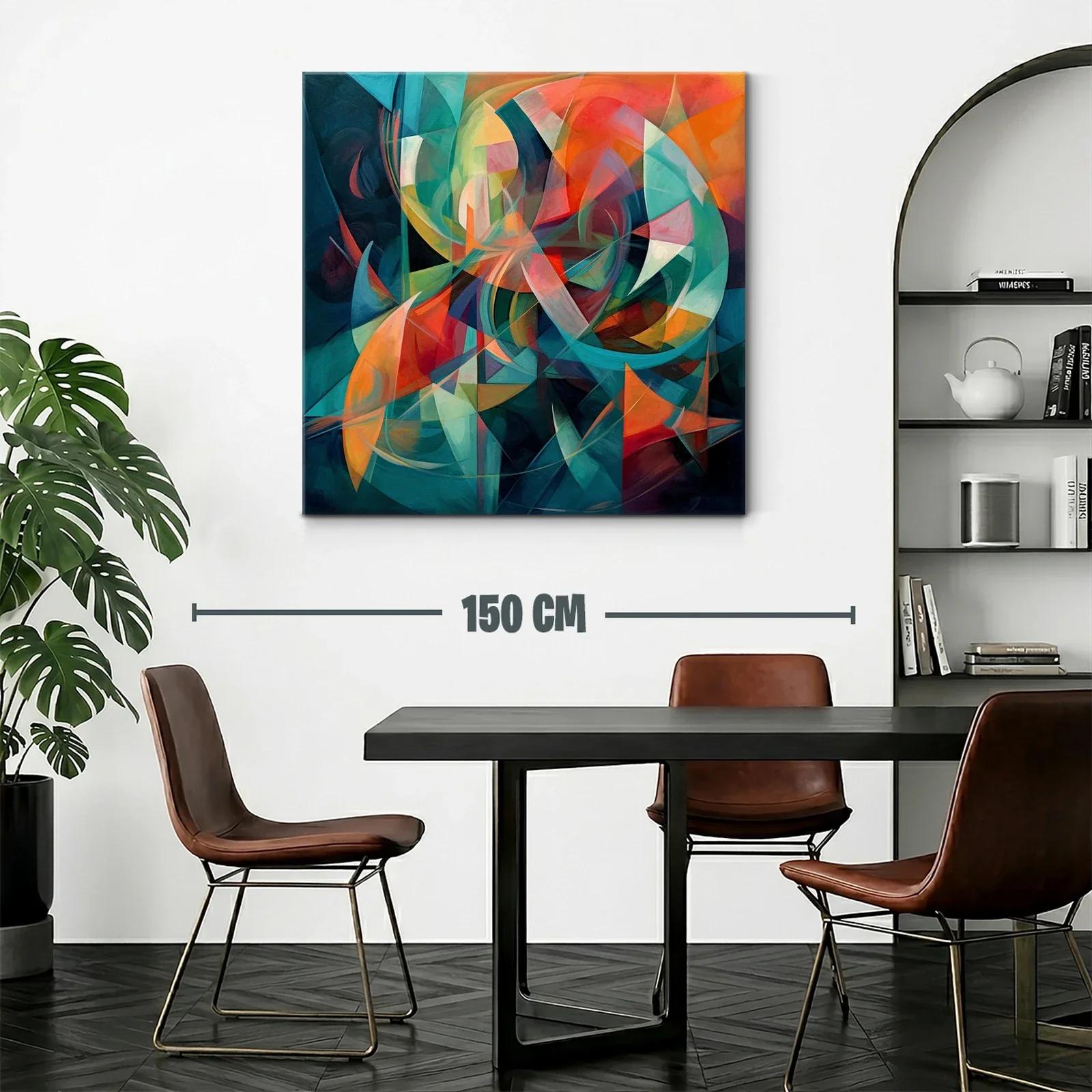 Composición abstracta en tonos cálidos y frescos vibrantes — miniatura 2