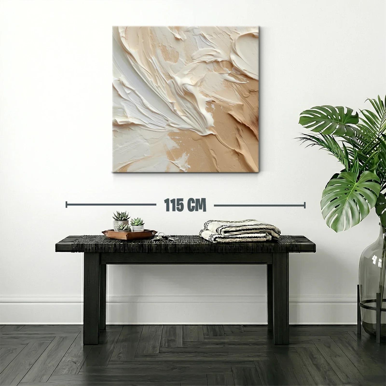 Cuadro abstracto en tonos beige y crema para ambientes cálidos — miniatura 2