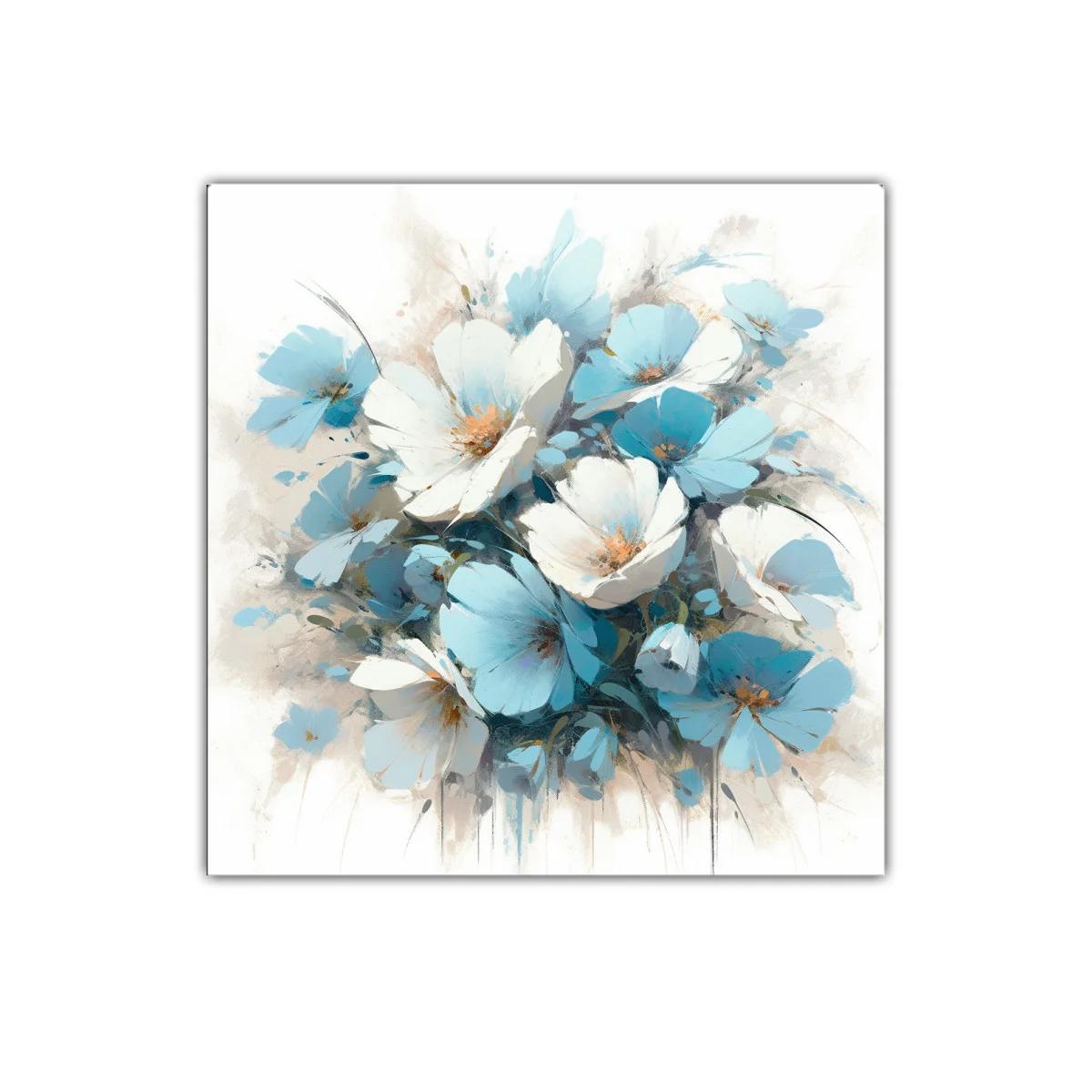 Cuadro decorativo con flores azules y blancas suavemente fundidas — imagen principal