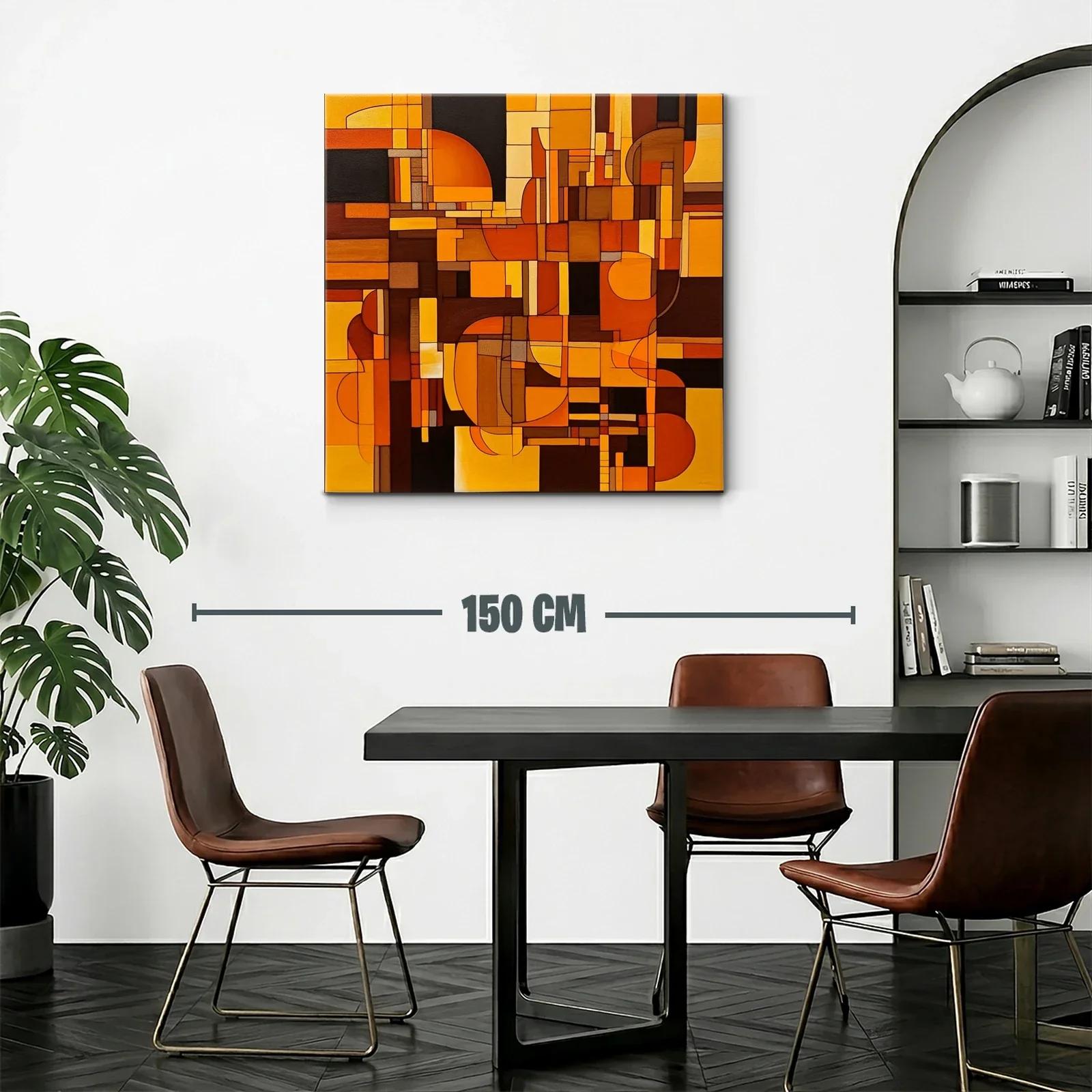 Cuadro abstracto con formas geométricas en tonos cálidos — miniatura 2