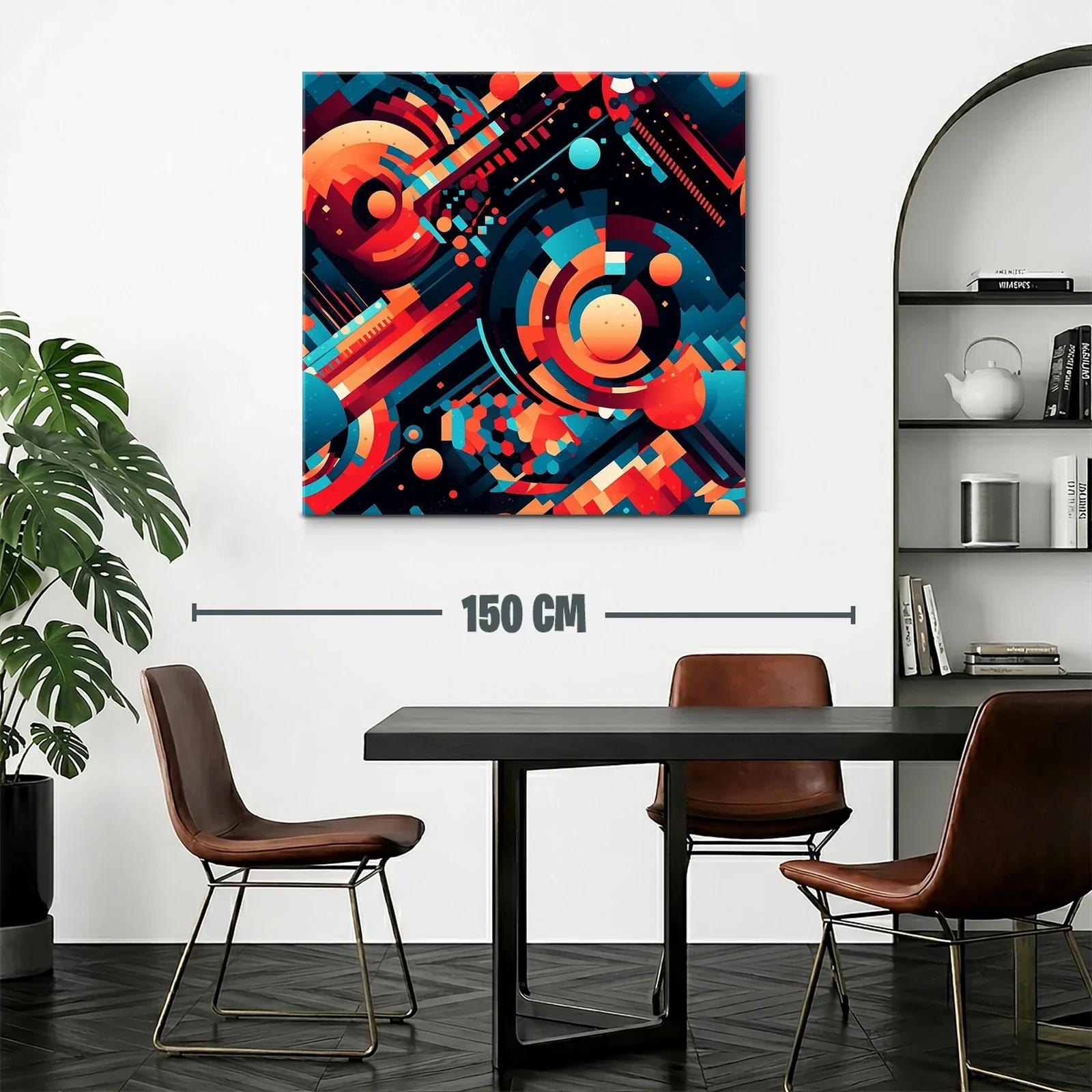 Composición geométrica en tonos cálidos y fríos abstracta — miniatura 2