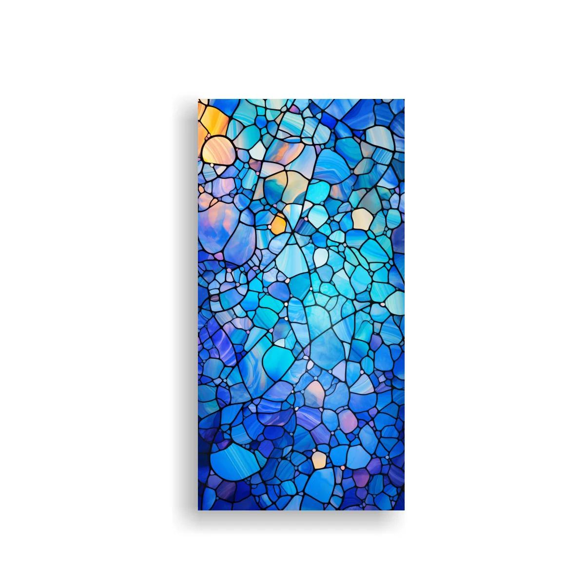Cuadro mosaico abstracto tipo vidriera azul