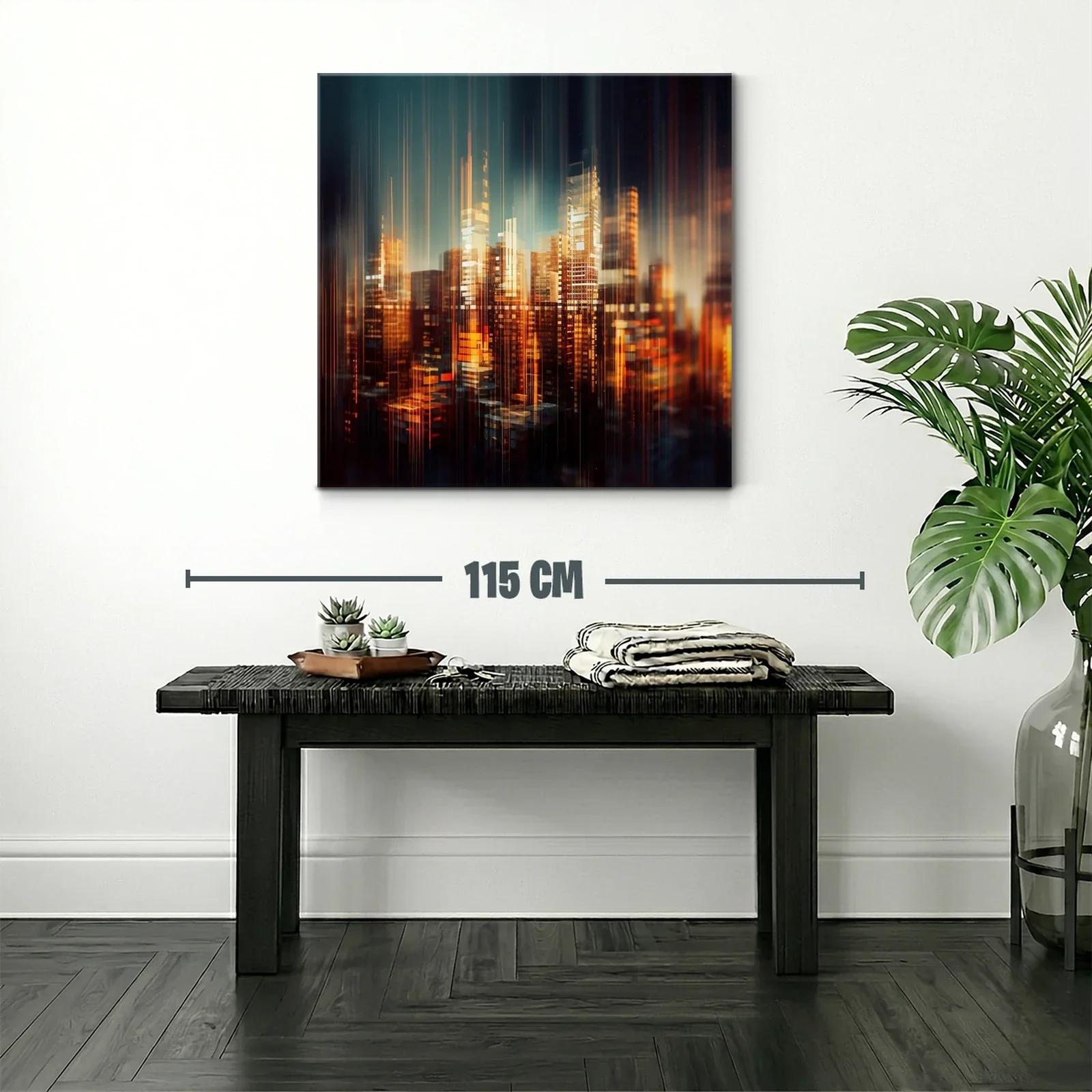Ciudad luminosa abstracta con tonos cálidos y vibrantes — miniatura 2