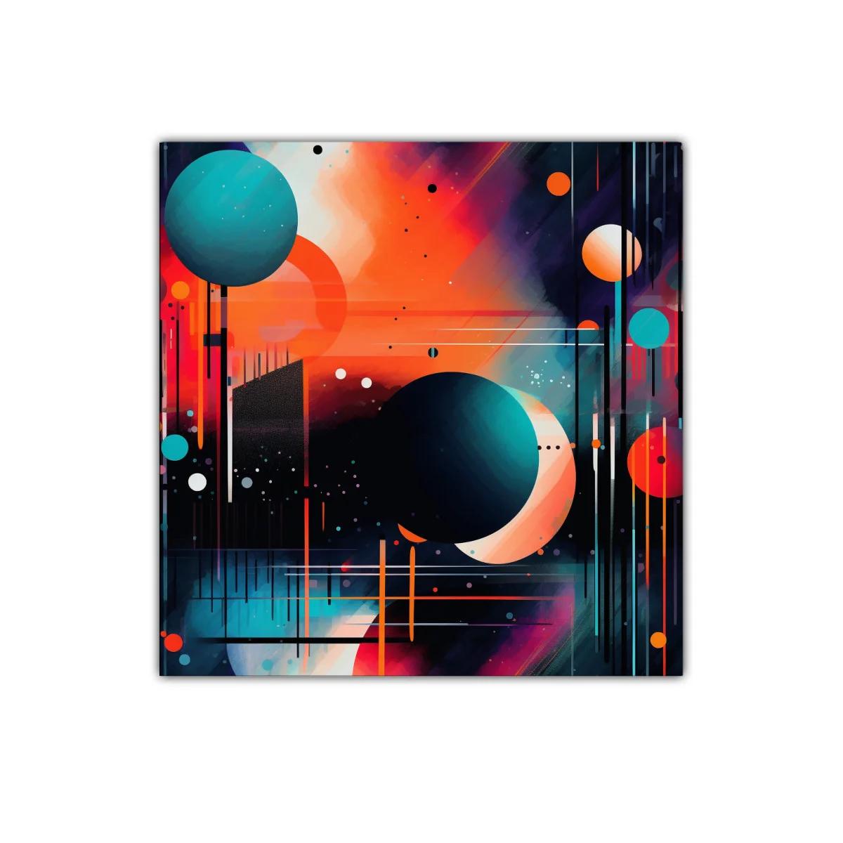 Cuadro Abstracto Galáctico en Tonos Cálidos y Fríos — miniatura 1