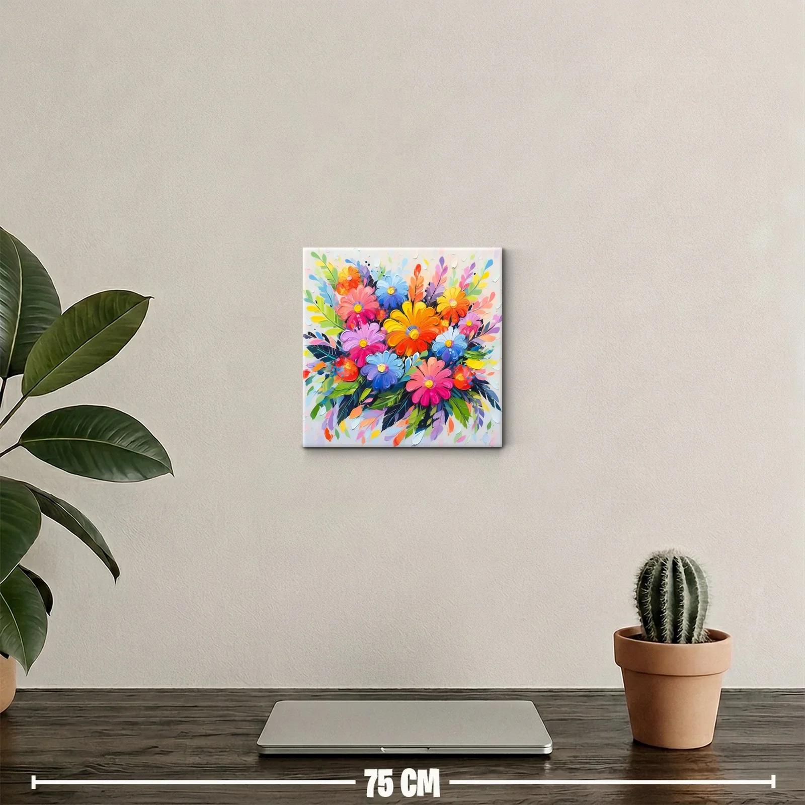 Cuadro floral vibrante con bouquet de colores intensos — miniatura 2