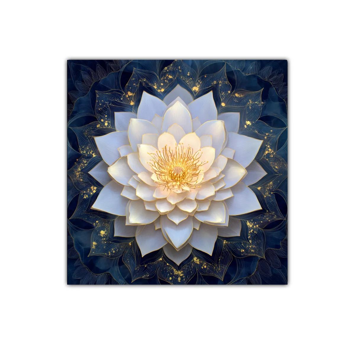 Mandala floral en tonalidades azul y dorado elegante