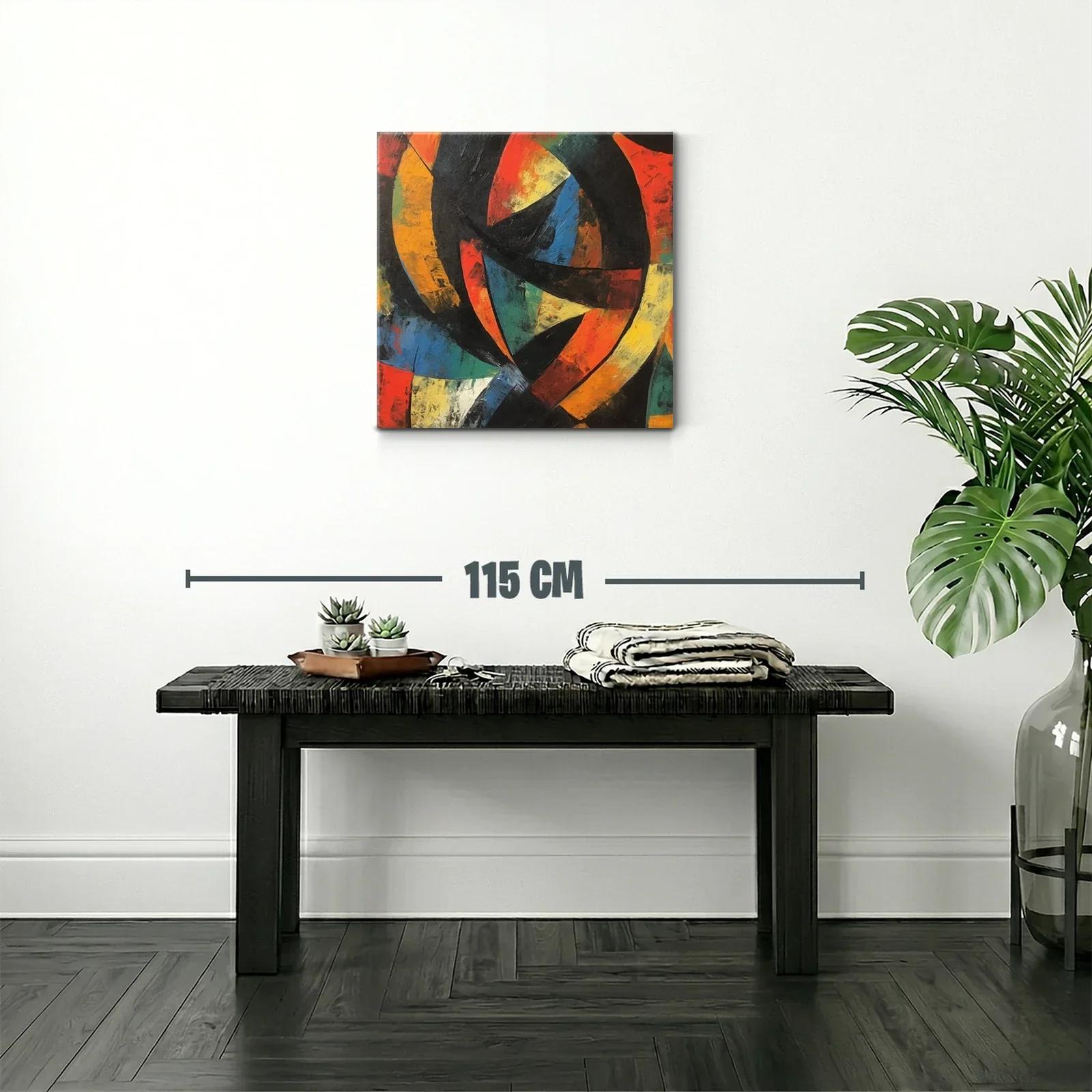 Composición Abstracta con Tonos Cálidos y Fríos Dinámicos — miniatura 2