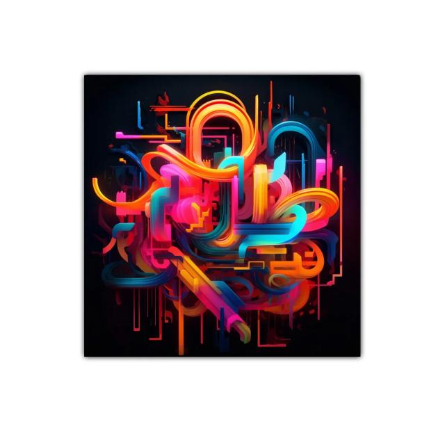 Cuadro abstracto con formas fluidas y colores vibrantes