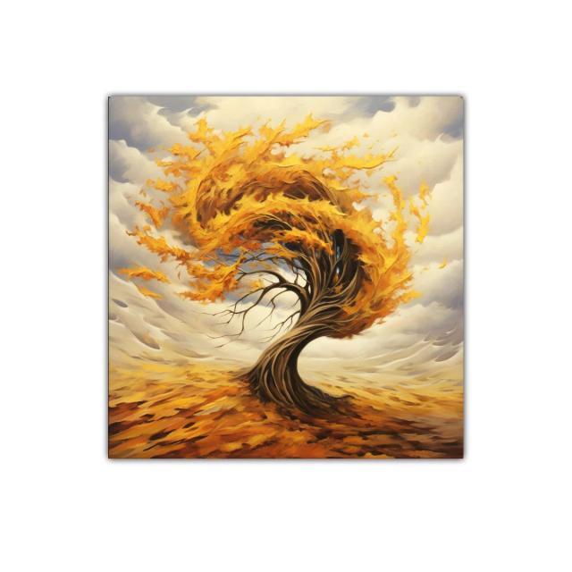 Árbol de otoño en movimiento con hojas doradas