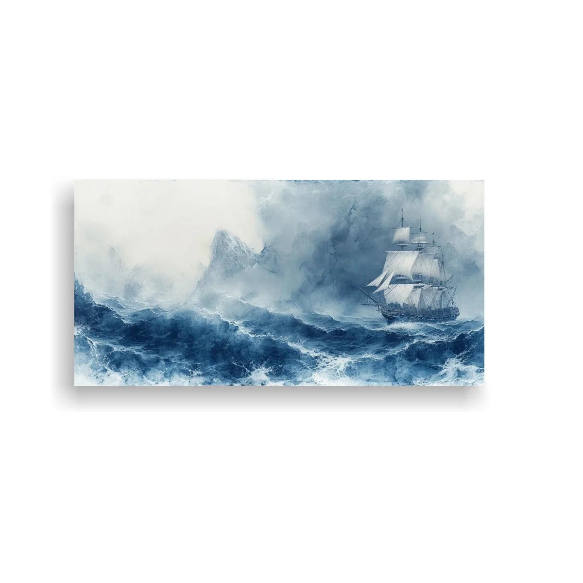 Cuadro velero entre bruma y olas