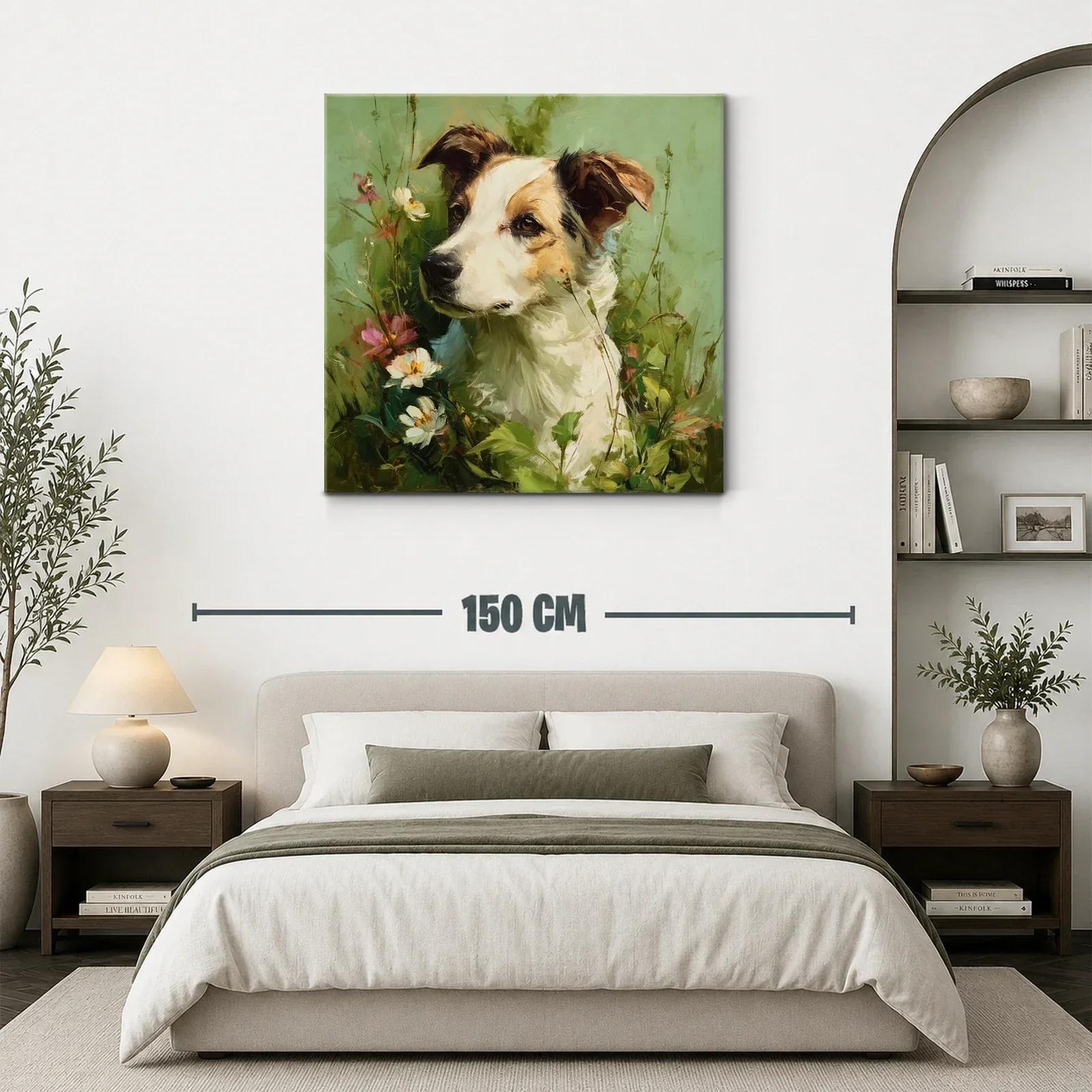 Retrato delicado de perro rodeado de flores naturales — miniatura 3