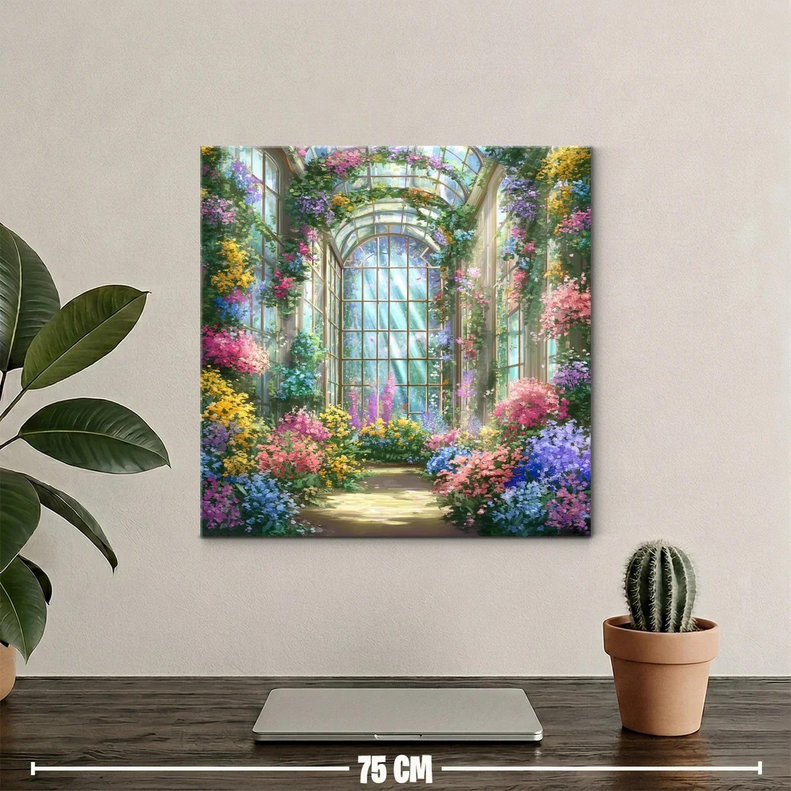 Jardín de flores en invernadero con luz brillante — miniatura 2