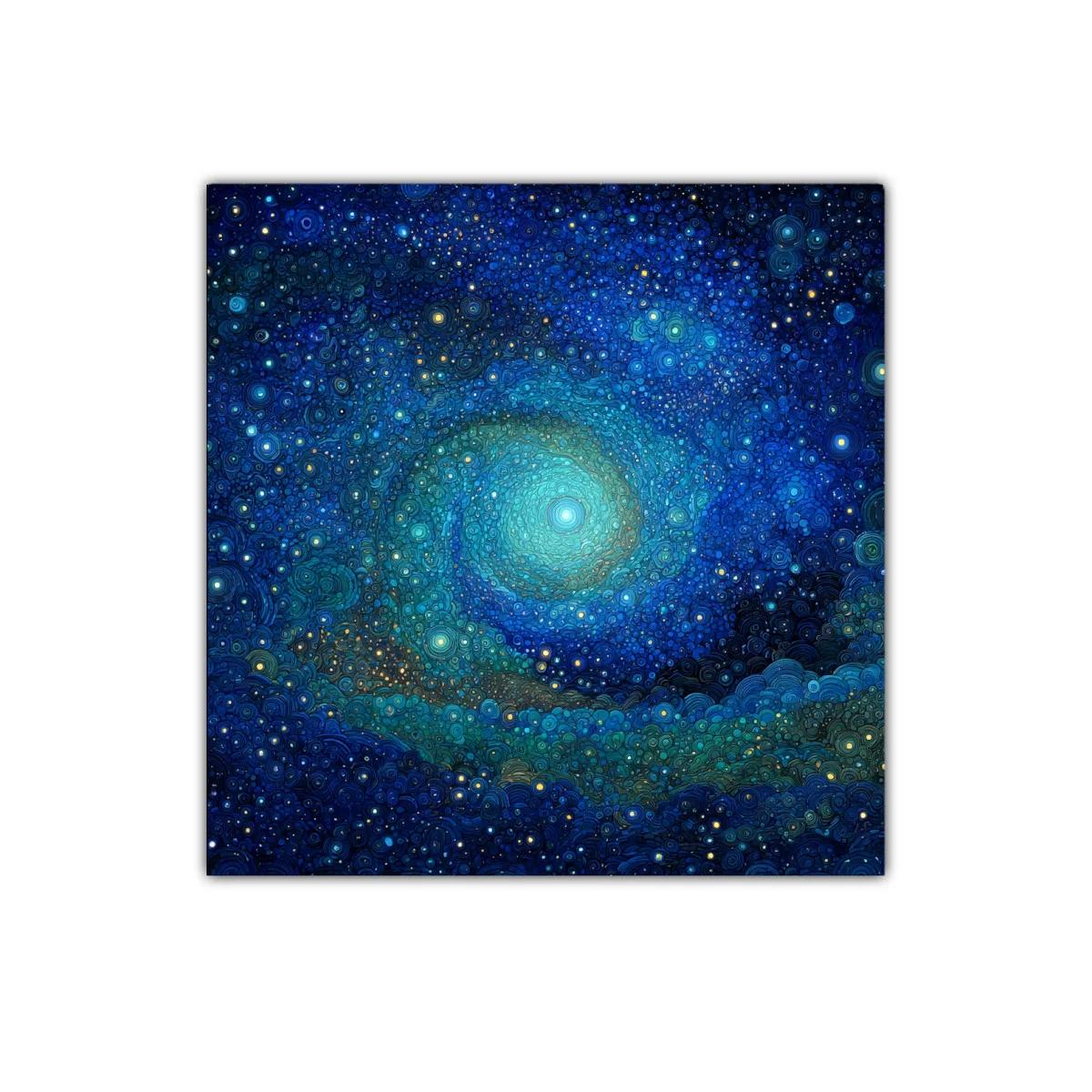 Cuadro abstracto galáctico en tonos azules y verdes — imagen principal