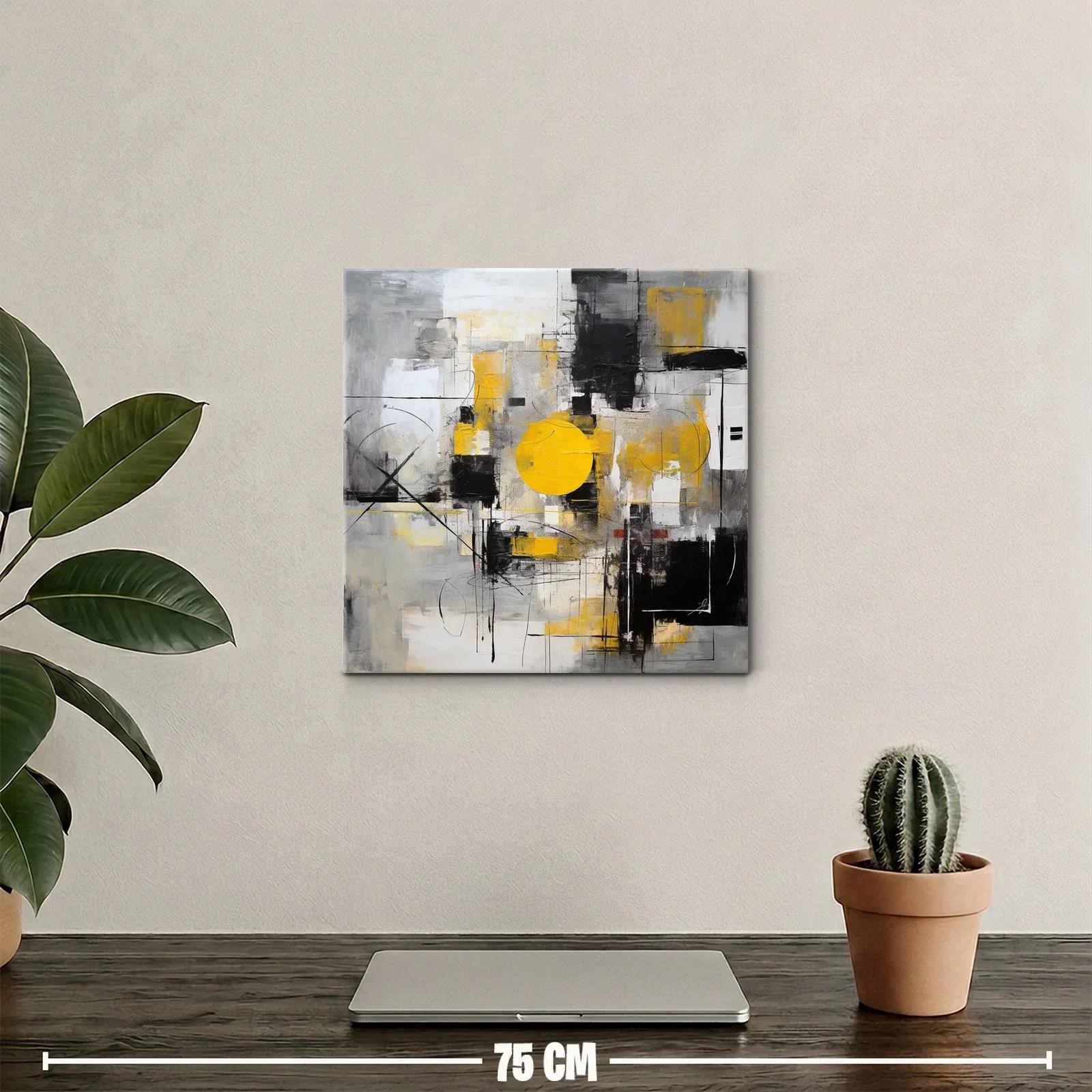 Composición abstracta con círculos y tonos grises y amarillos — miniatura 2