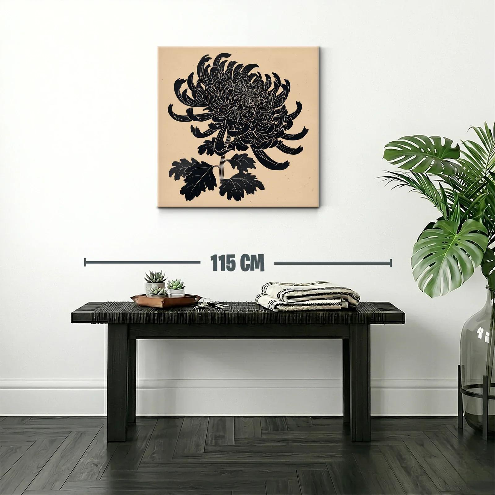 Flor negra de crisantemo sobre fondo beige elegante — miniatura 2