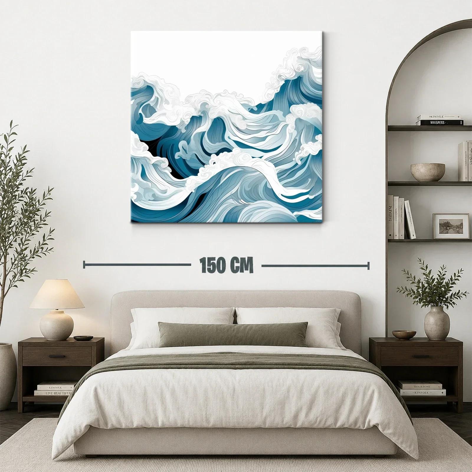 Movimiento fluido de olas en paleta azul y blanco — miniatura 3