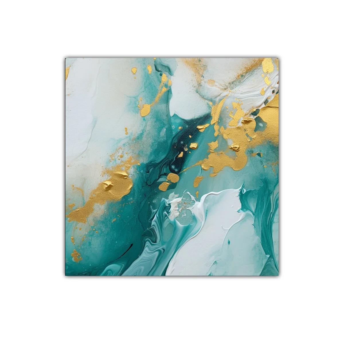 Elegancia abstracta en tonos verdes y dorados vibrantes