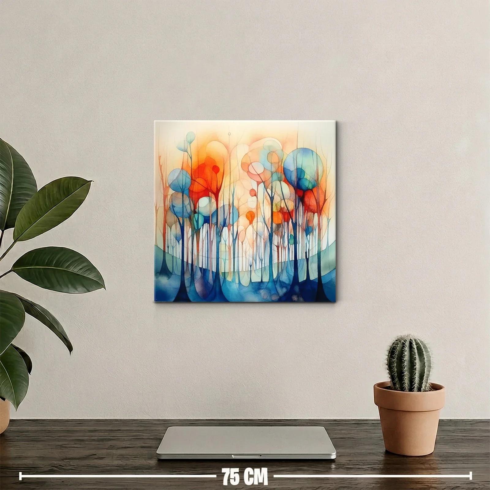 Bosque abstracto en tonos cálidos y fríos vibrantes — miniatura 2