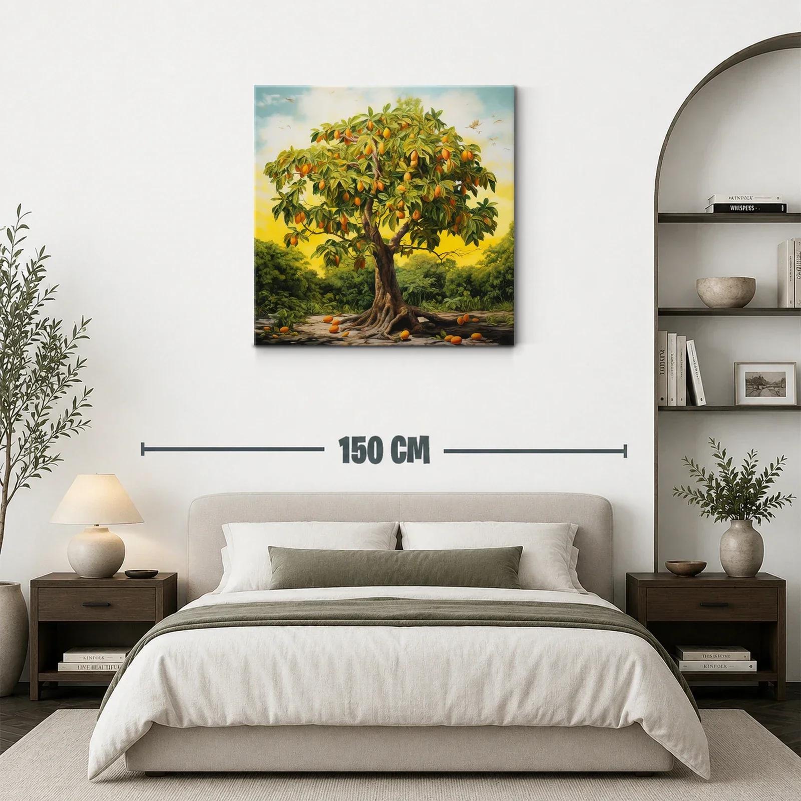 Cuadro árbol frutal en paisaje al atardecer vibrante — miniatura 3