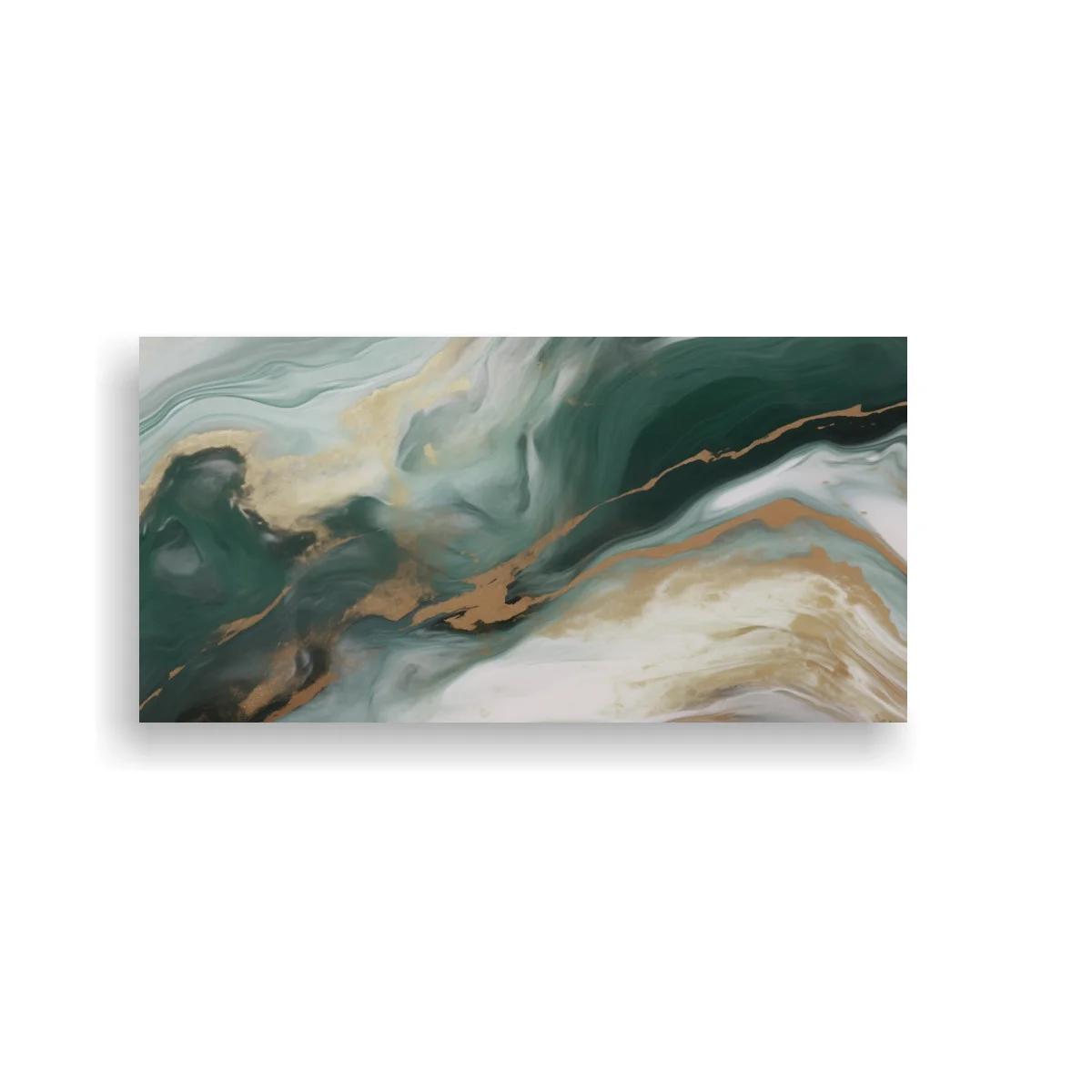 Cuadro ondas fluidas abstractas con vetas doradas — imagen principal
