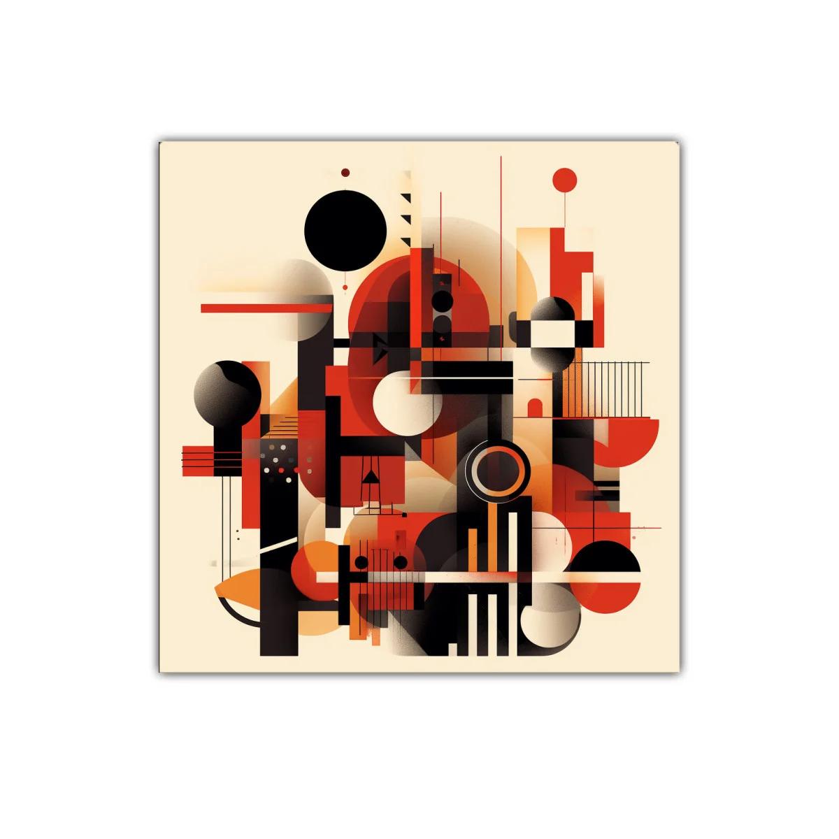 Cuadro abstracto con formas geométricas en tonos cálidos — imagen principal