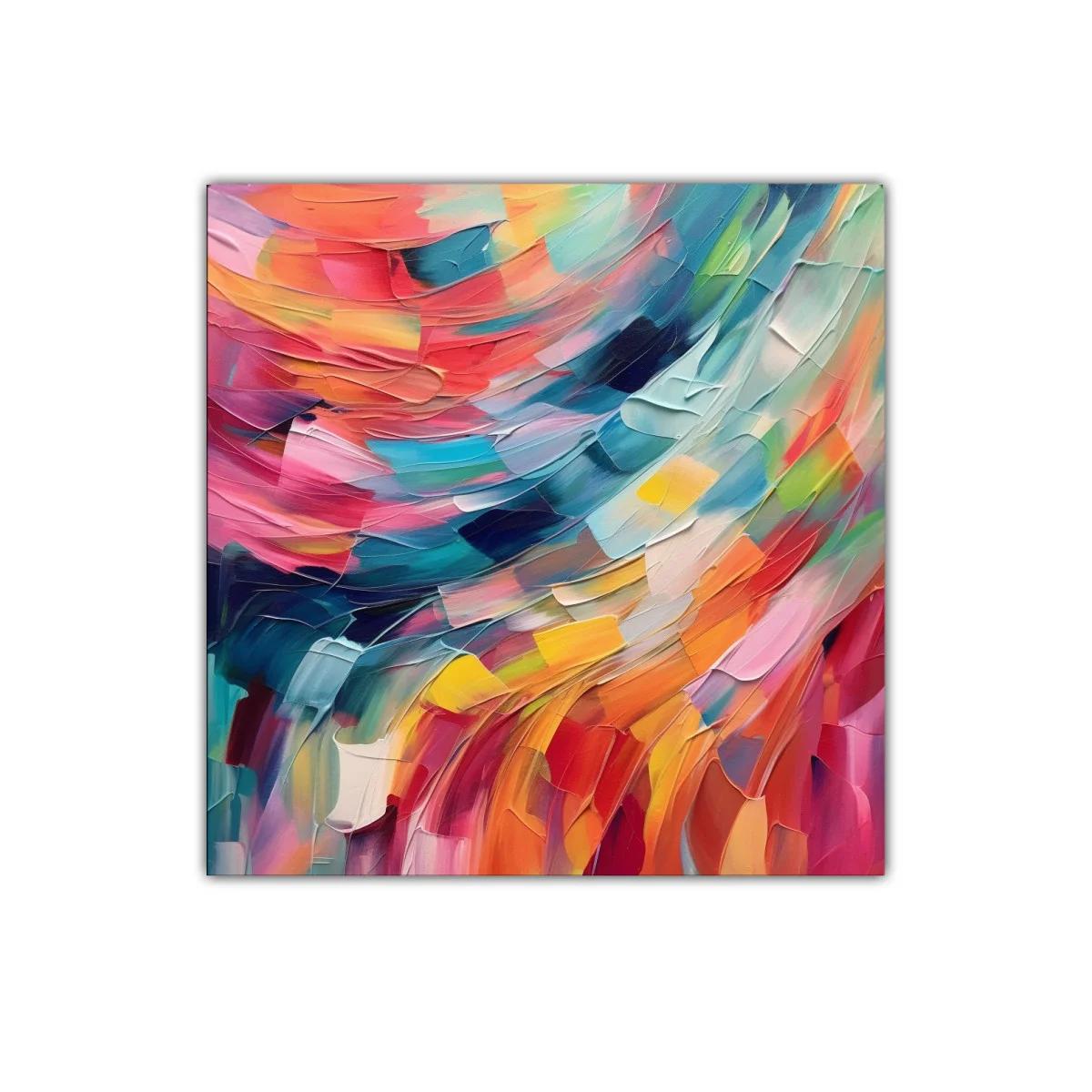 Cuadro abstracto multicolor con texturas vibrantes y movimiento — imagen principal