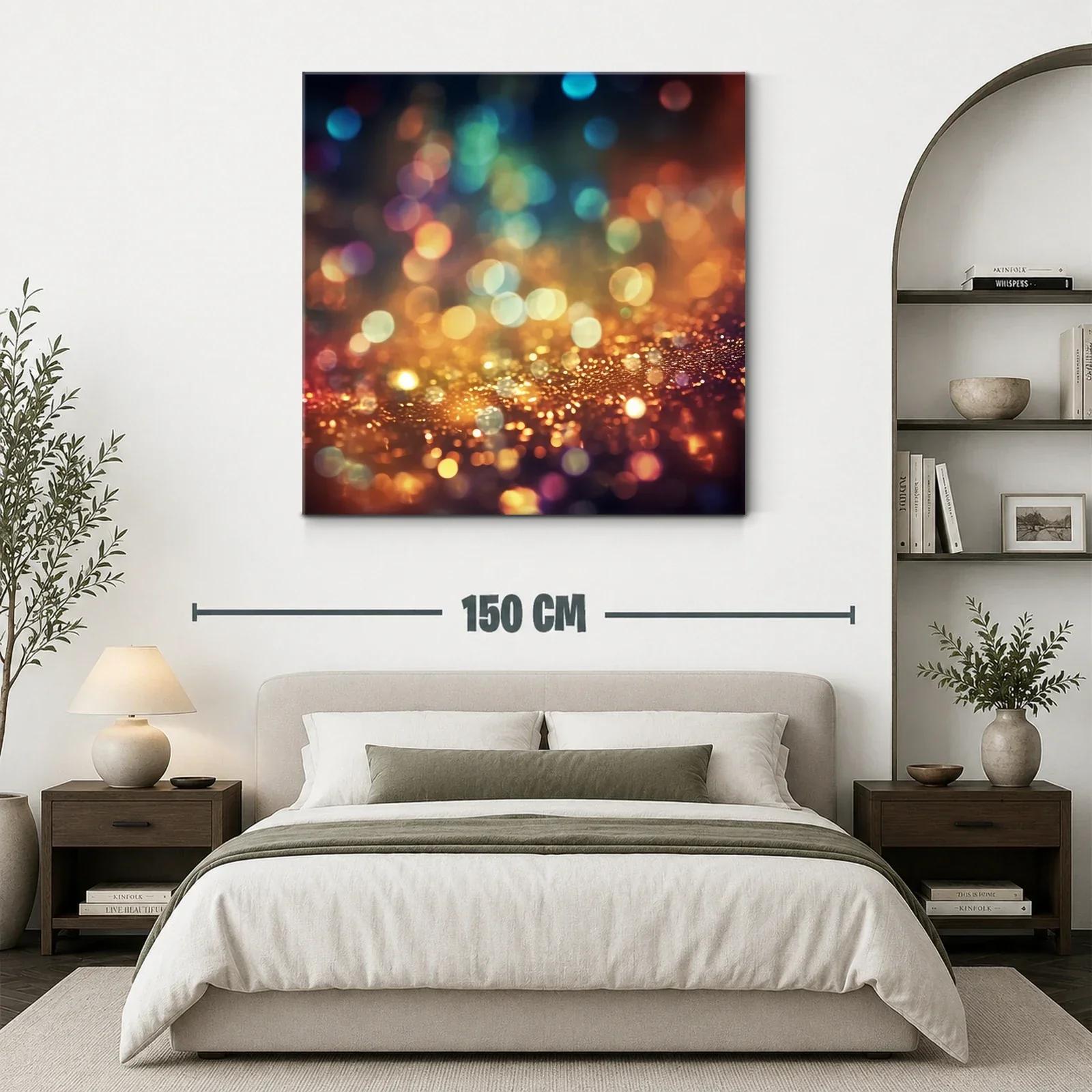 Cuadro abstracto de luces difusas en tonos cálidos y fríos — miniatura 3
