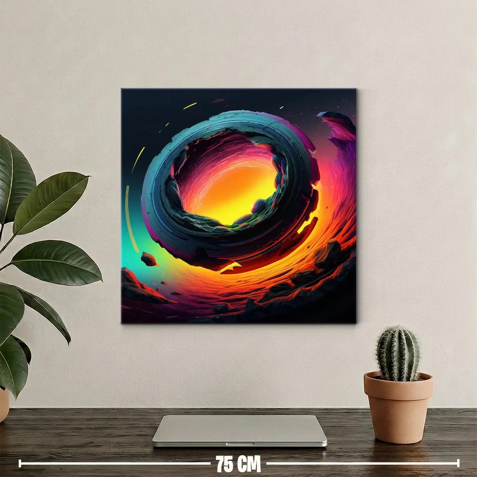 Cuadro abstracto con espiral de fuego y tonos vibrantes — miniatura 2