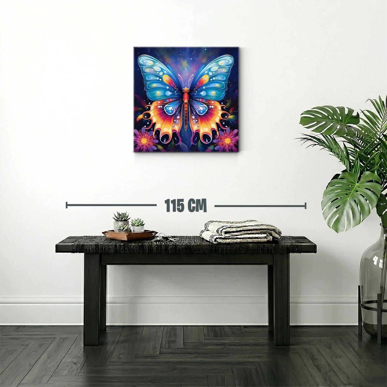 Mariposa vibrante entre flores con fondo estrellado — miniatura 2