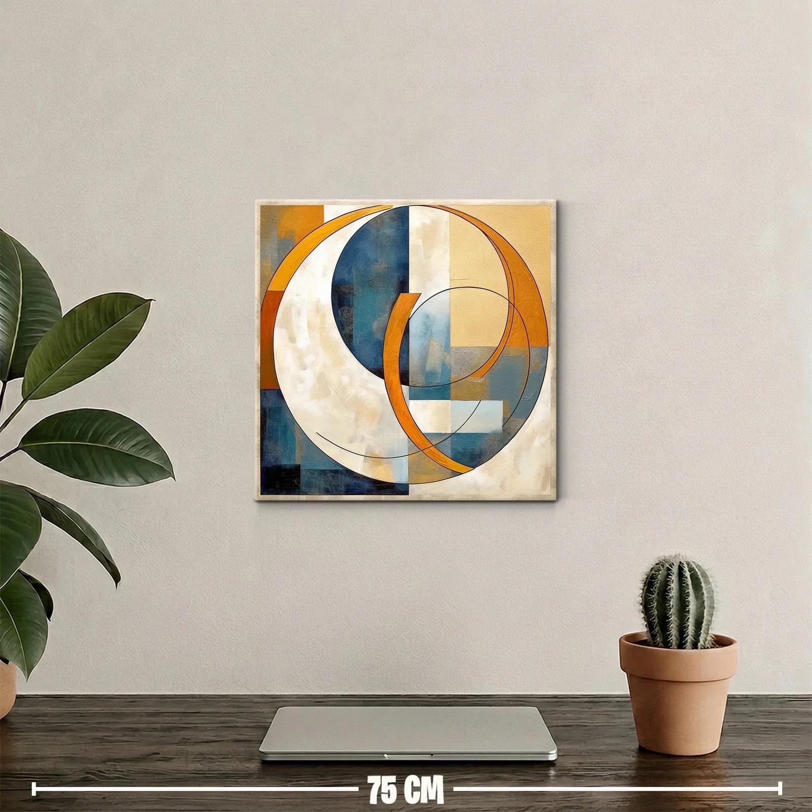Cuadro abstracto con formas circulares y tonos cálidos — miniatura 2