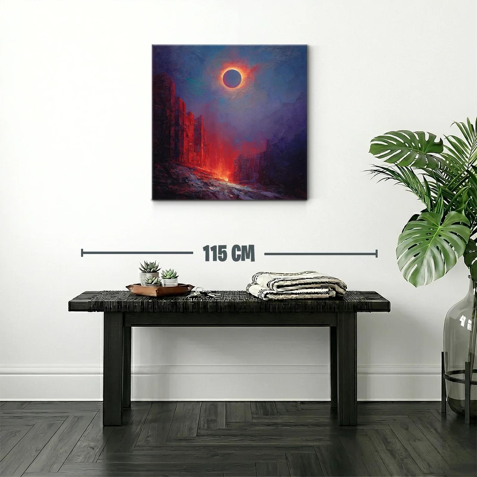 Eclipse solar sobre paisaje urbano en llamas — miniatura 2