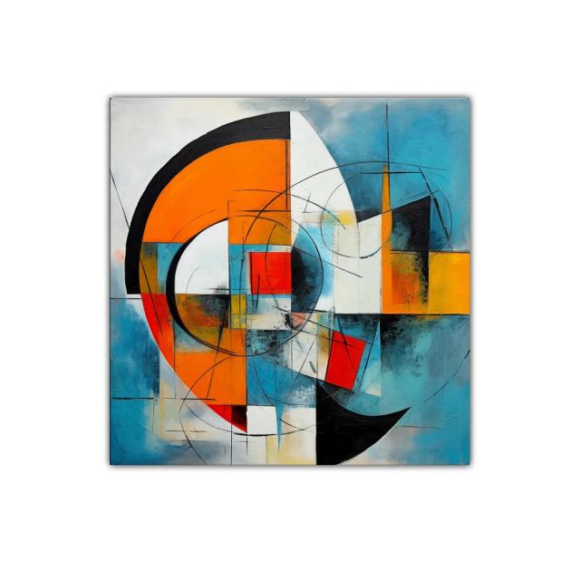 Cuadro abstracto con formas geométricas y colores vibrantes