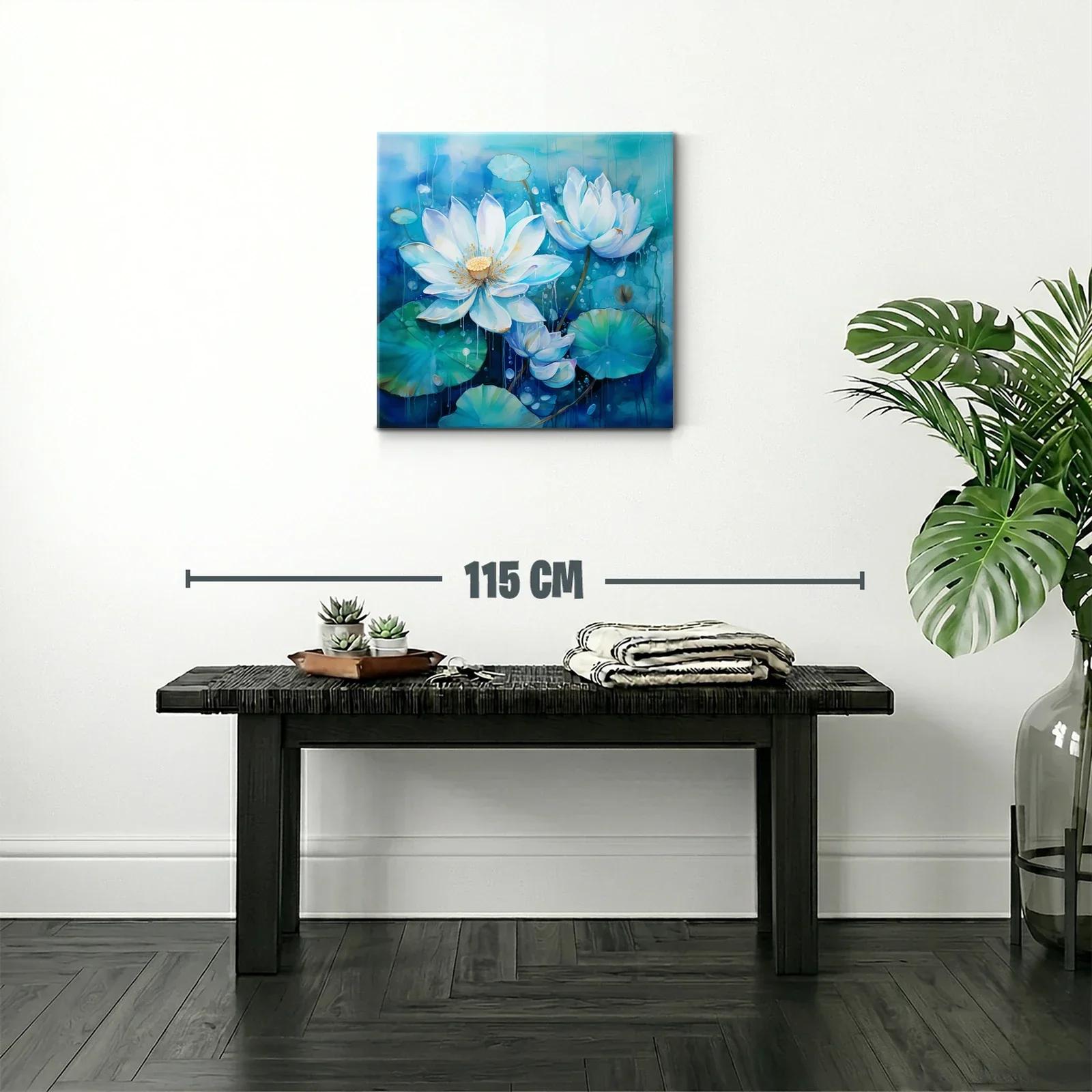 Elegancia de flores blancas sobre fondo azul profundo — miniatura 2