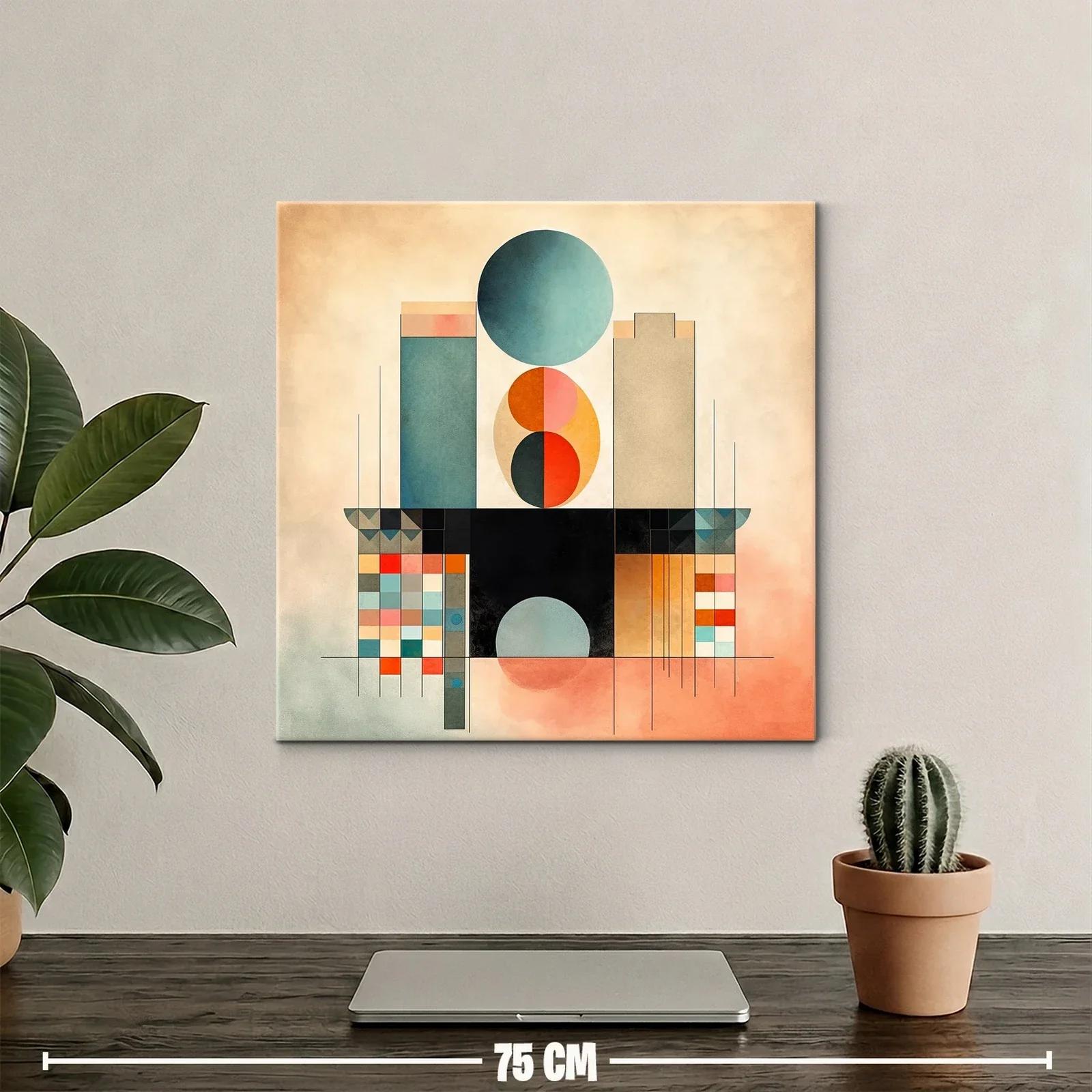 Cuadro artístico con formas geométricas y paleta cálida — miniatura 2