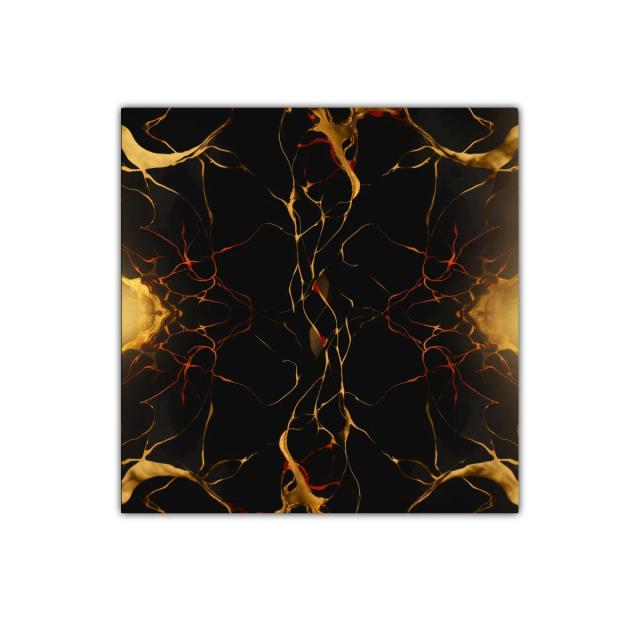 Cuadro decorativo con diseño orgánico en tonos dorados y negros