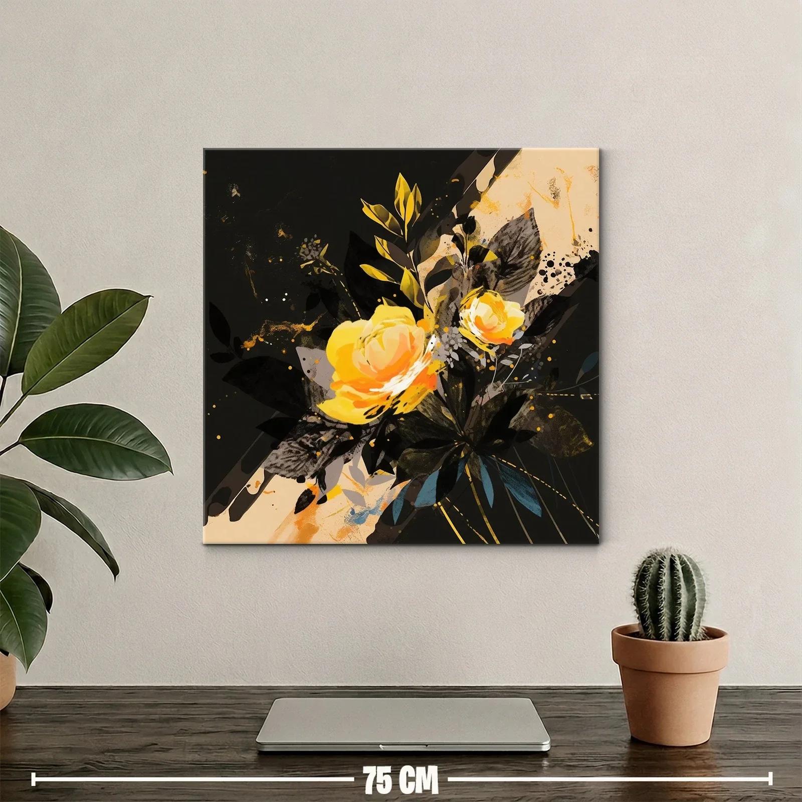 Rosas amarillas sobre fondo oscuro con detalles vibrantes — miniatura 2