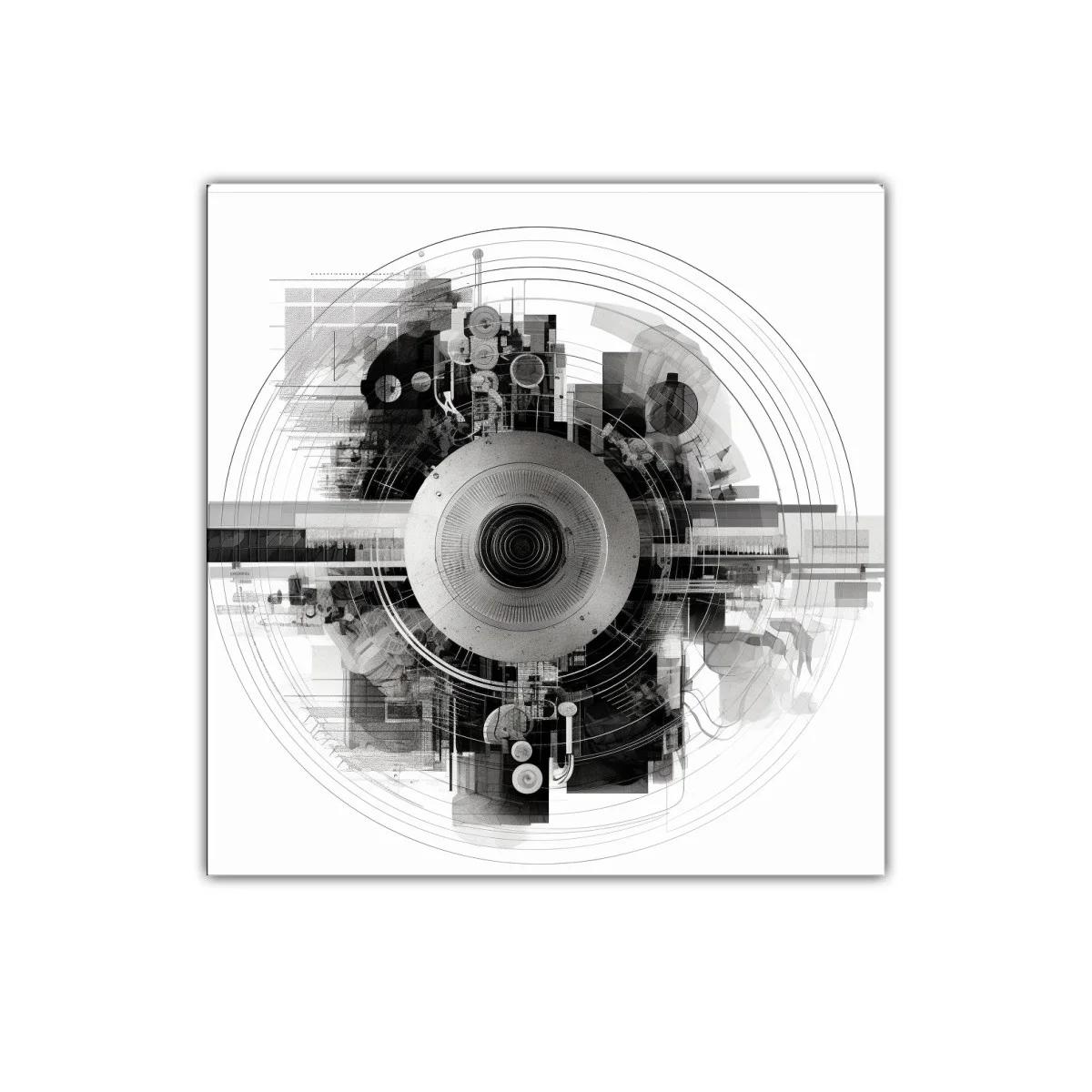 Composición abstracta en escala de grises con formas circulares — imagen principal