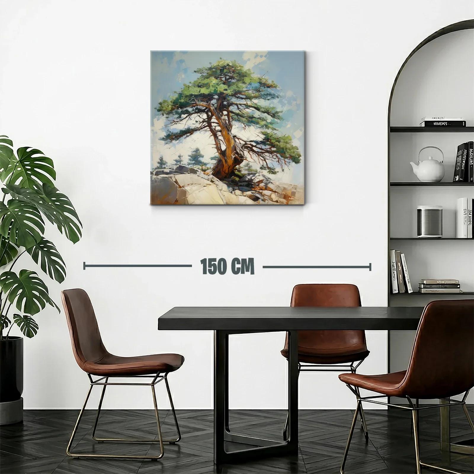 Árbol solitario en paisaje rocoso con cielo azul claro — miniatura 2