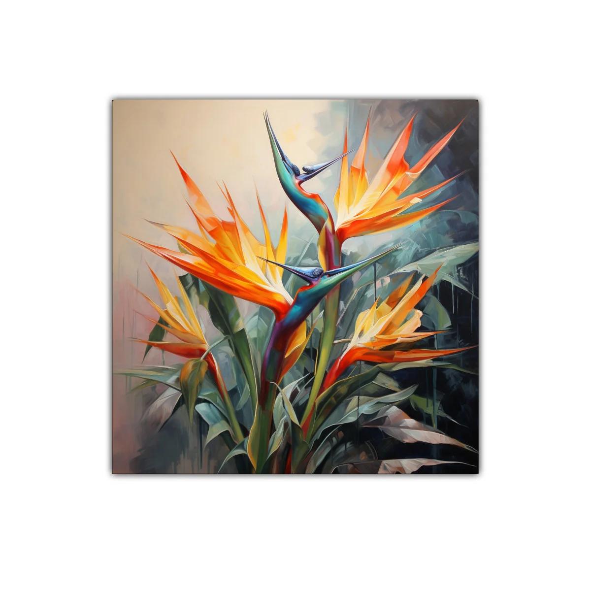 Cuadro vibrante con flores exóticas de ave del paraíso — imagen principal
