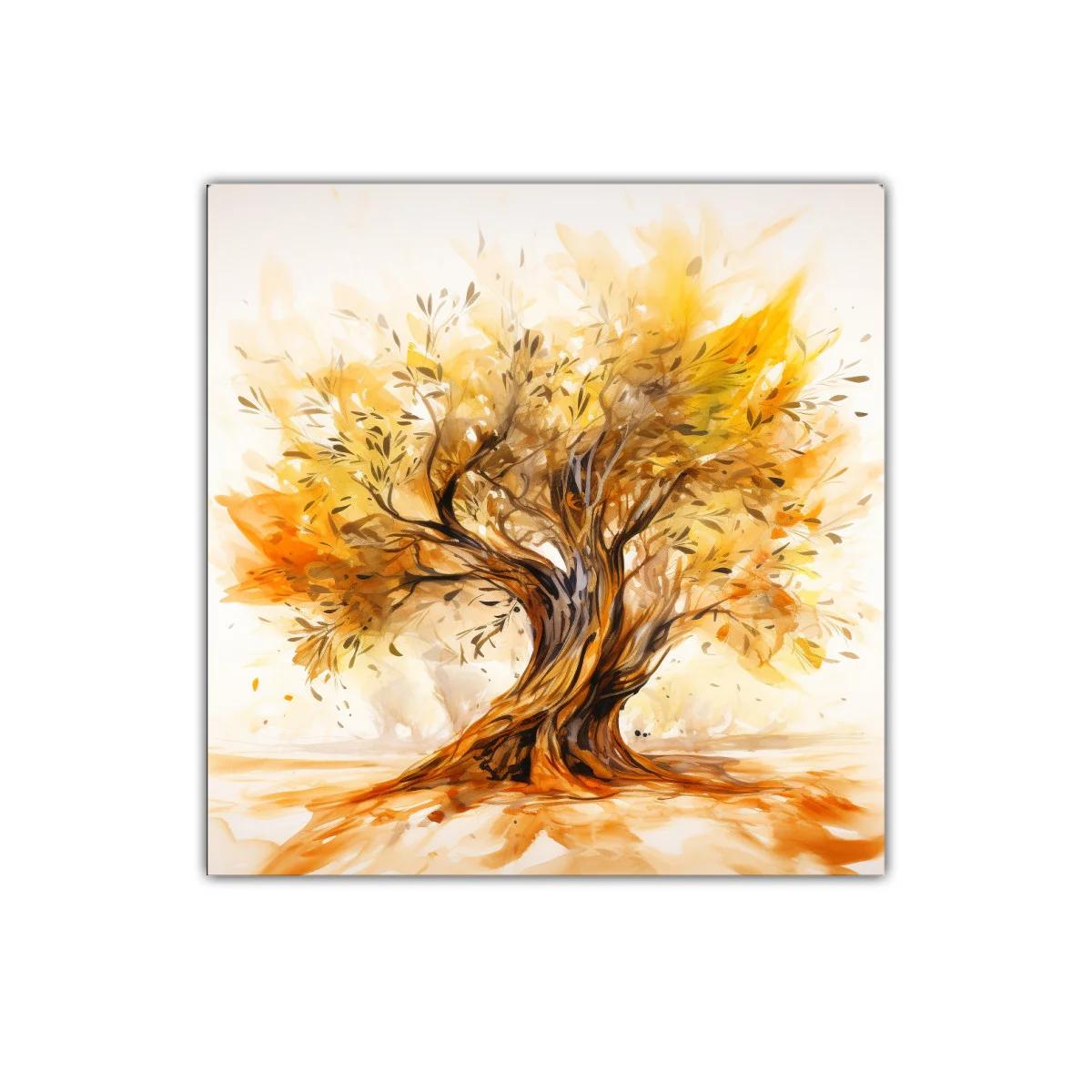 Árbol dorado con ramas entrelazadas y hojas cálidas — imagen principal