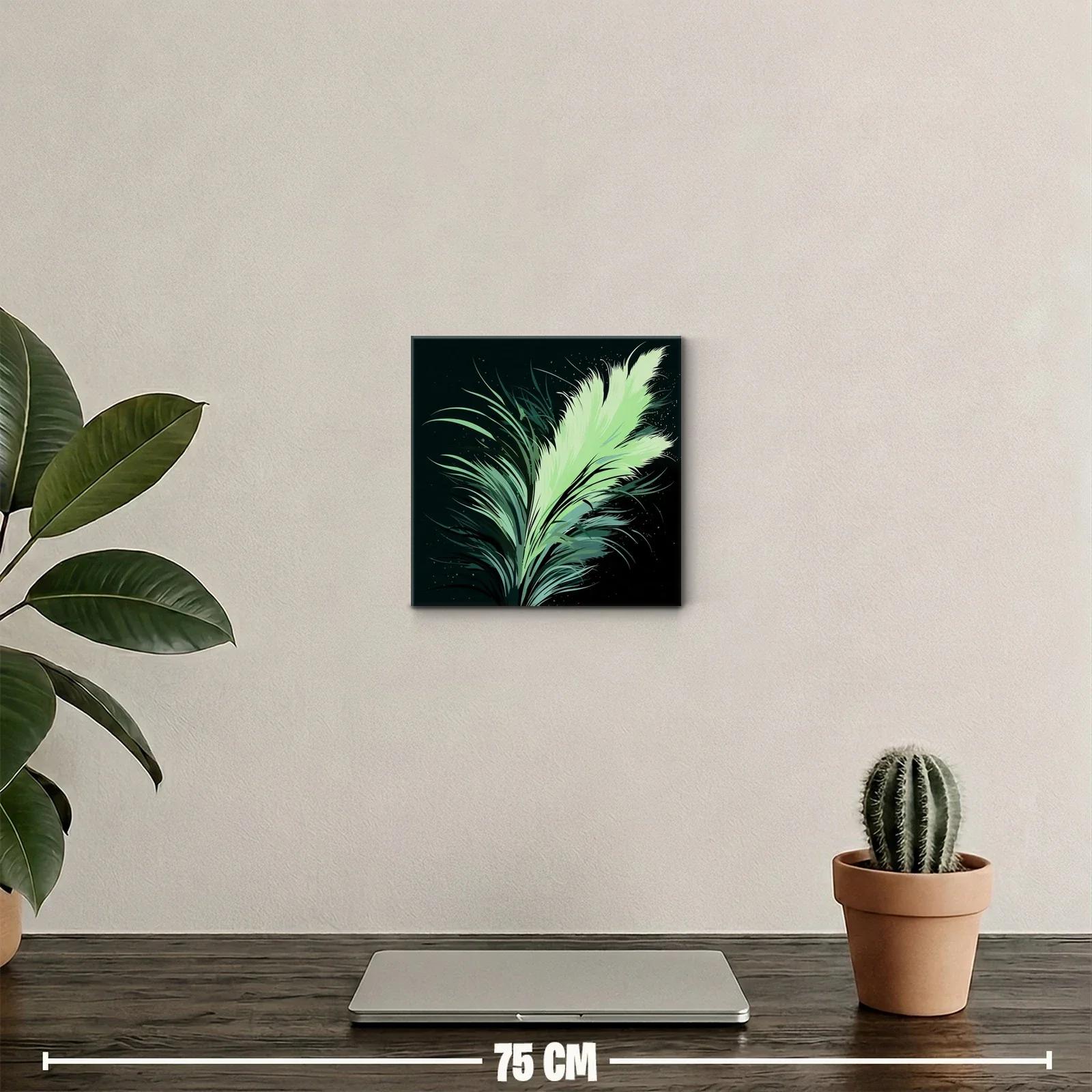 Pluma Verde en Movimiento sobre Fondo Oscuro — miniatura 2