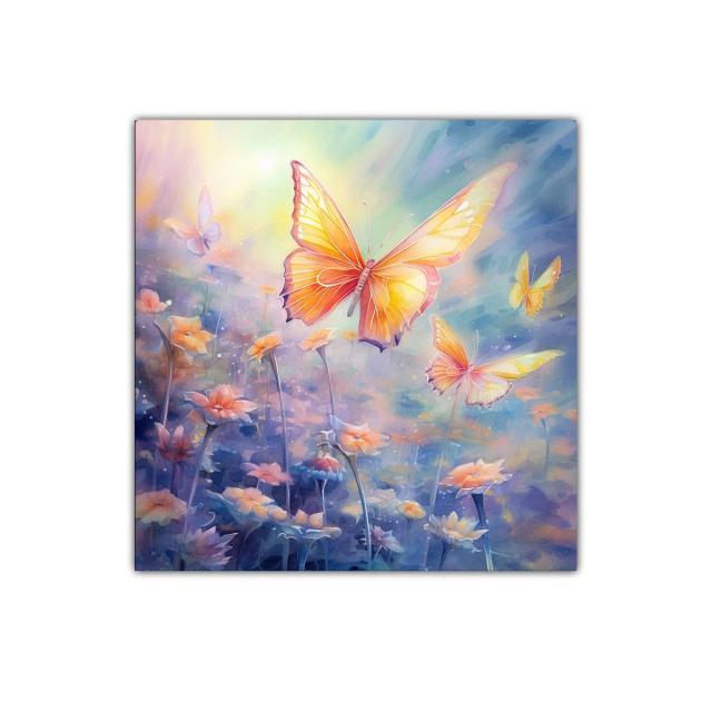 Mariposas luminosas en campo de flores encantado