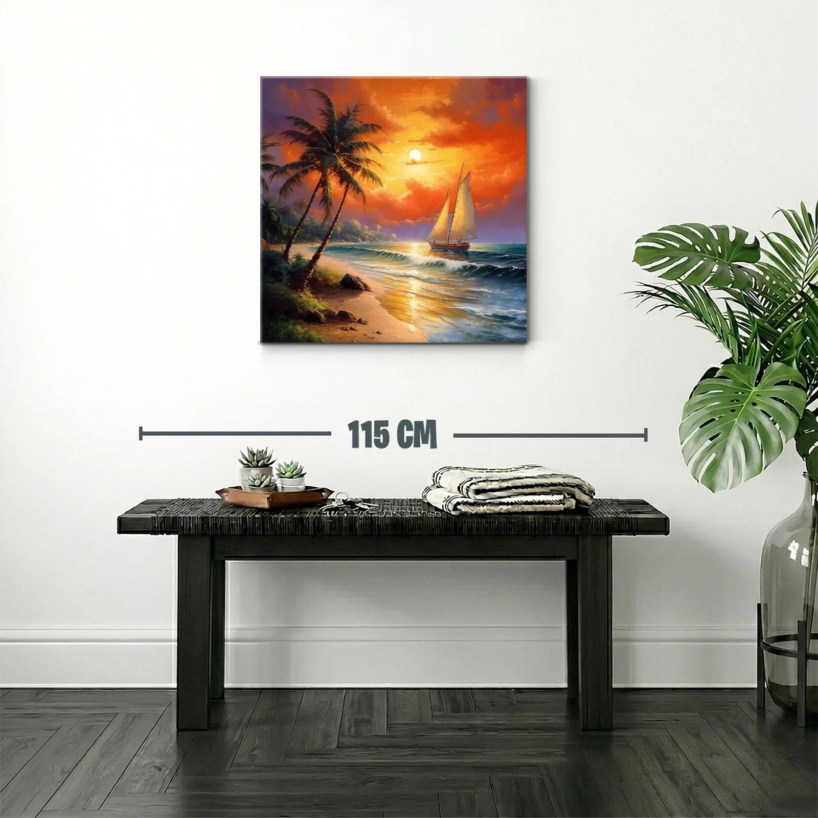 Atardecer tropical con velero navegando en el mar — miniatura 2