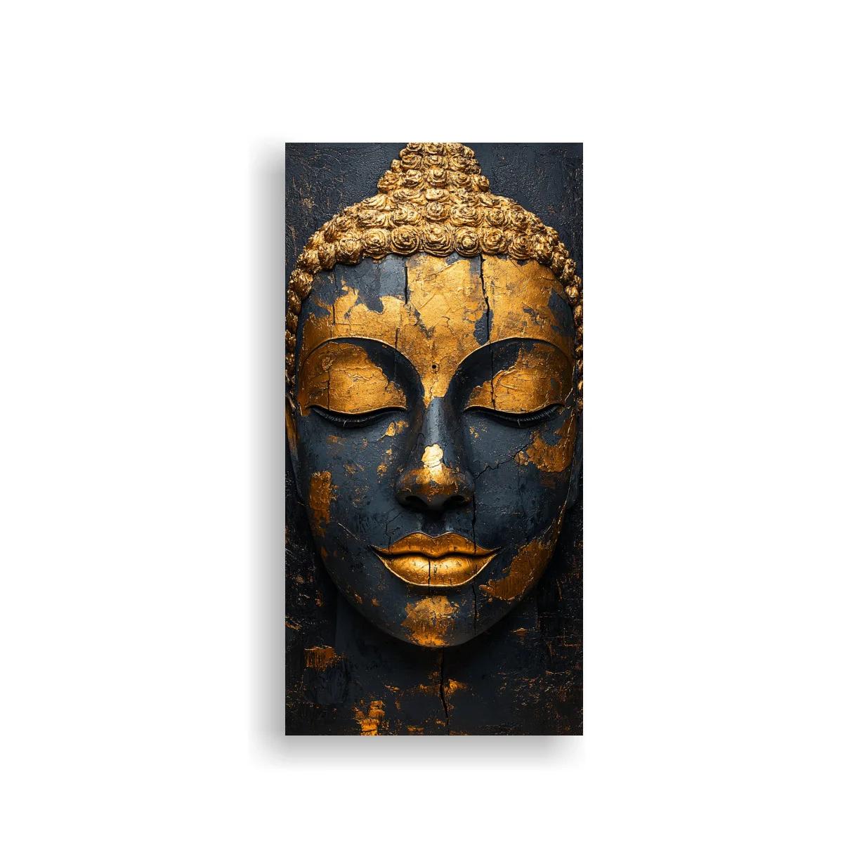 Cuadro rostro de Buda dorado con acabado envejecido