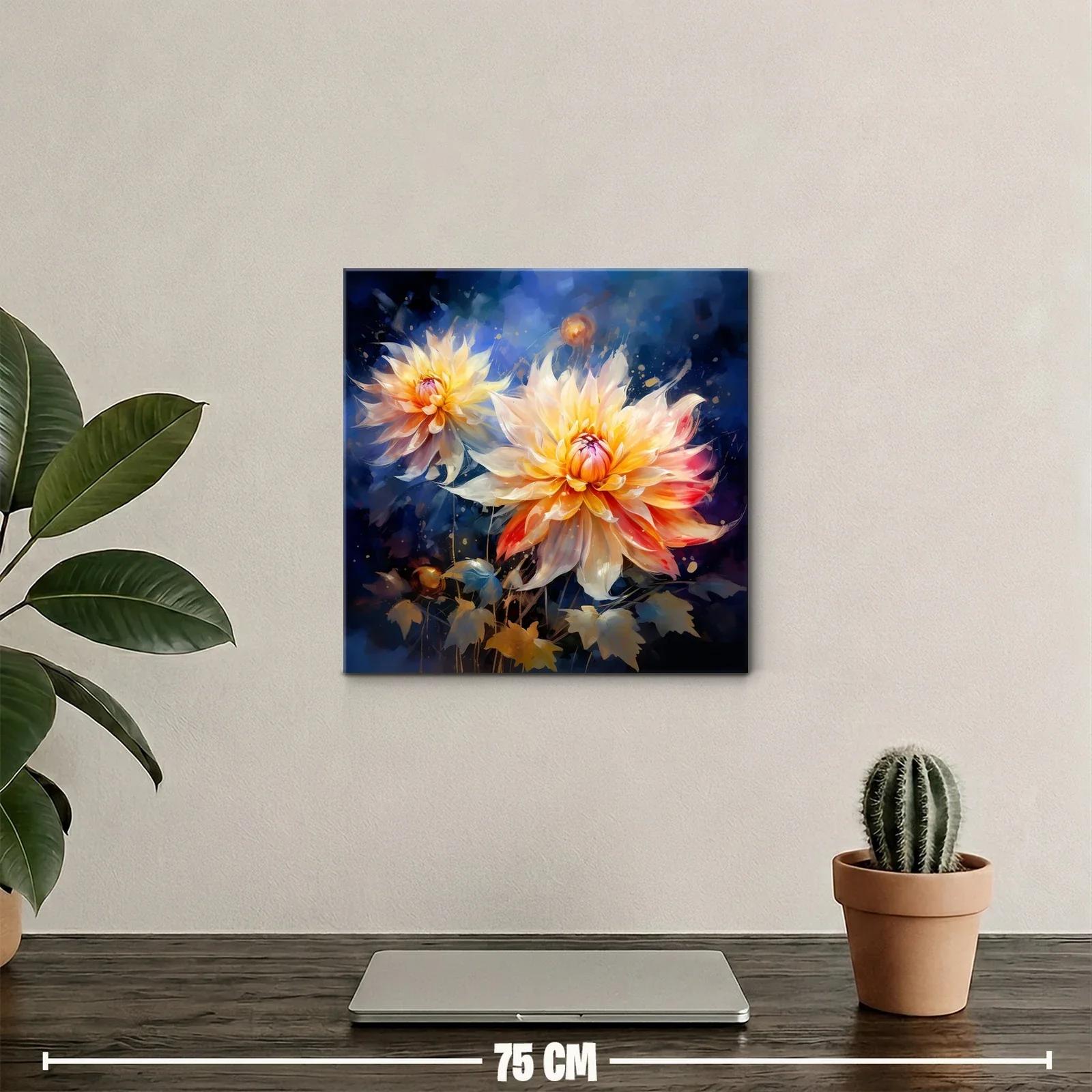 Flores en tonos cálidos con fondo azul profundo y vibrante — miniatura 2