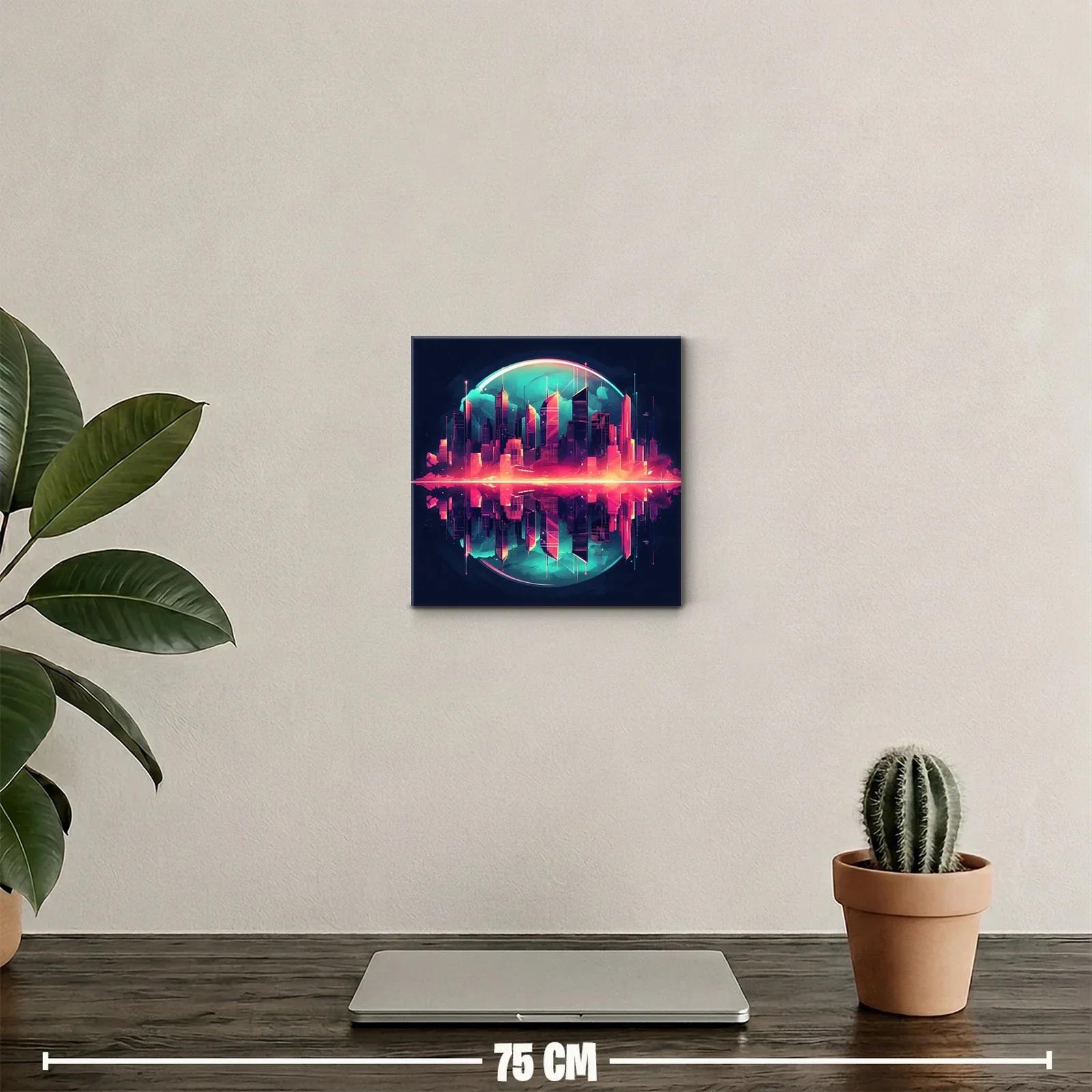 Ciudad futurista con reflejos vibrantes y luz neón — miniatura 2