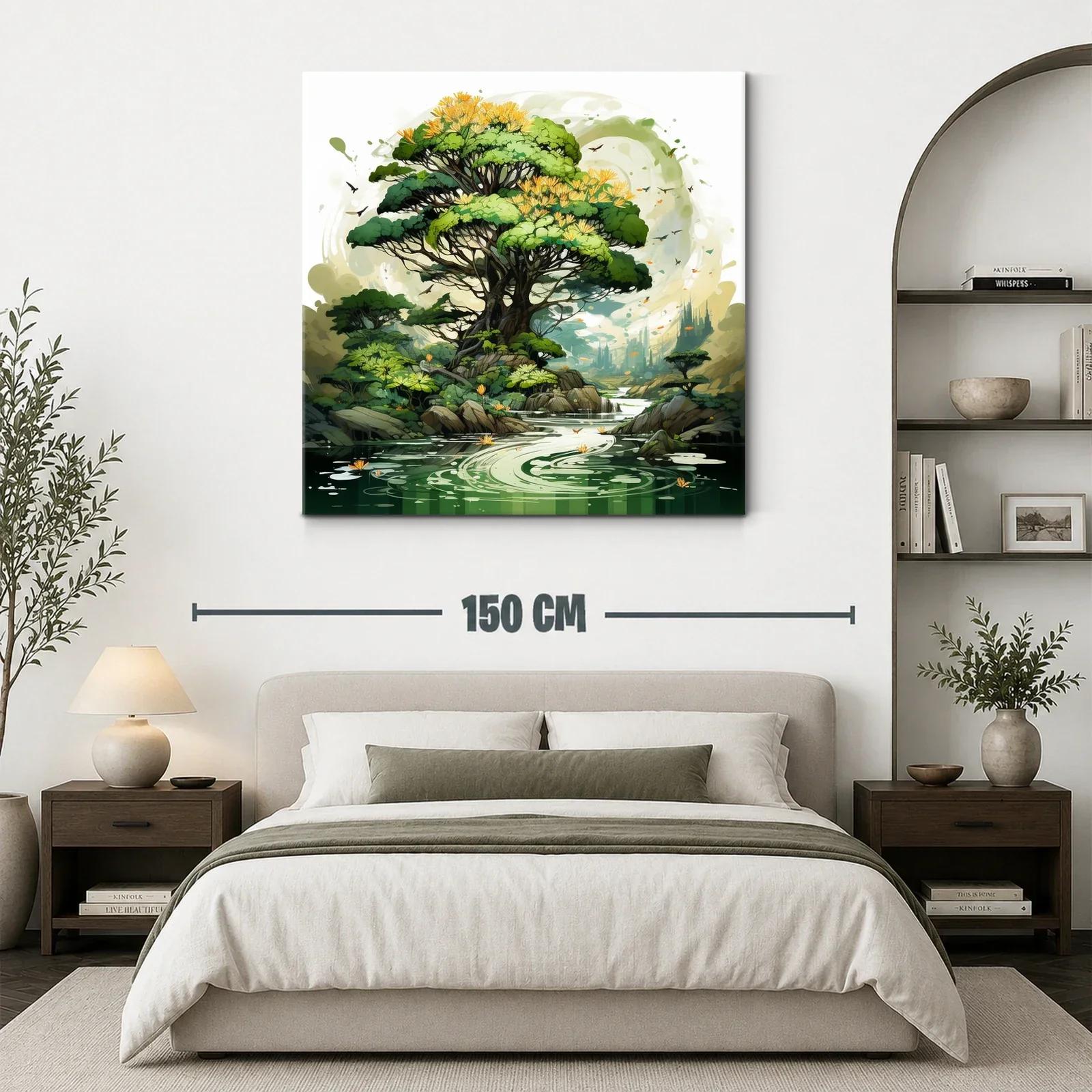 Paisaje natural con árbol frondoso y río sereno — miniatura 3