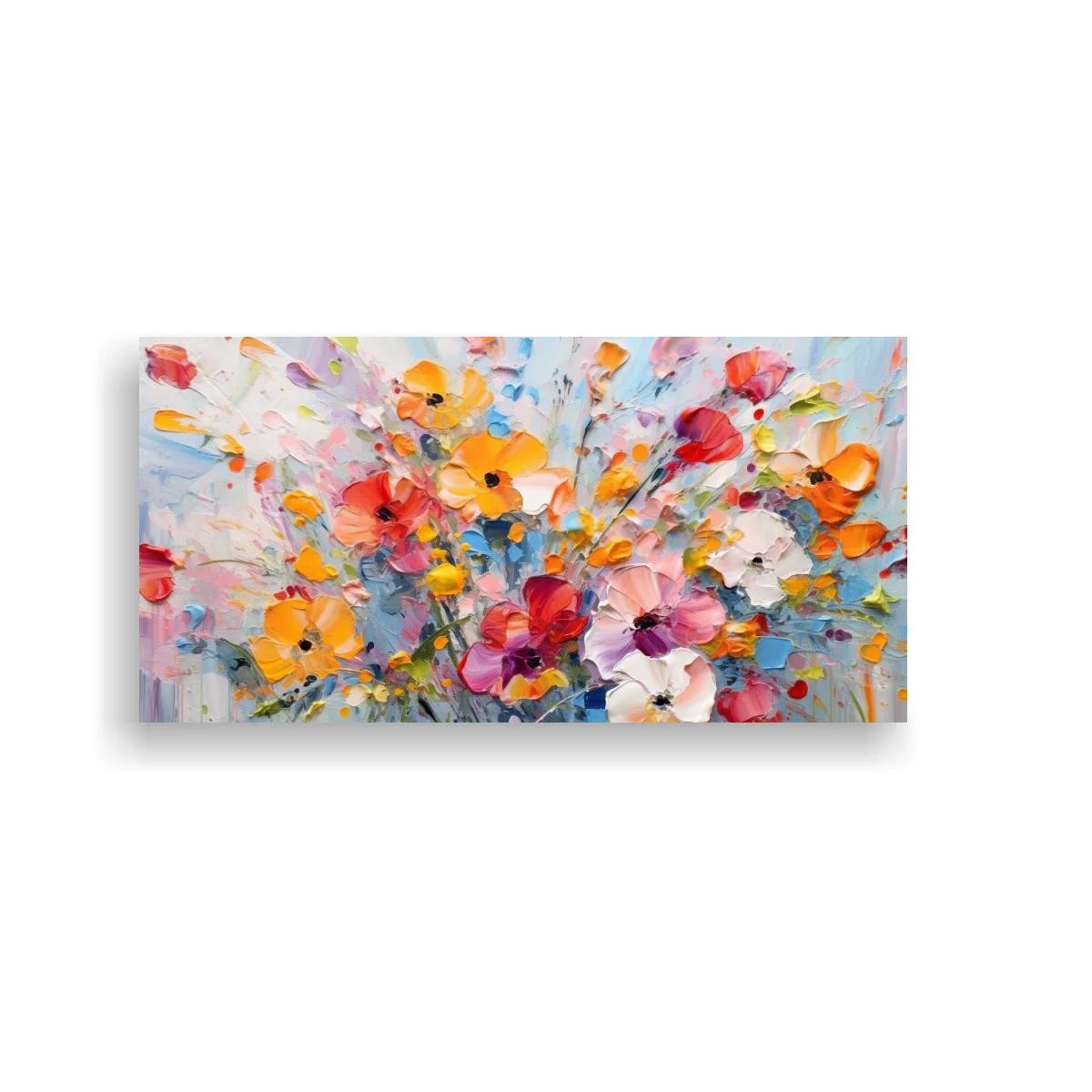 Cuadro ramo de flores silvestres con pinceladas empastadas